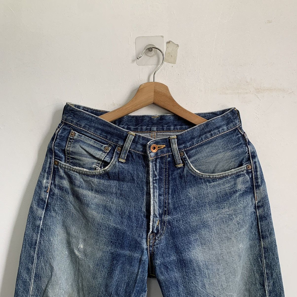Edwin Edwin 505X Selvedge TRASHED Denim Jeans Mix10 Size US 29 - 2 Thumbnail