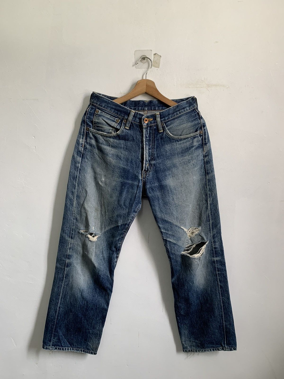 Edwin Edwin 505X Selvedge TRASHED Denim Jeans Mix10 Size US 29 - 1 Thumbnail