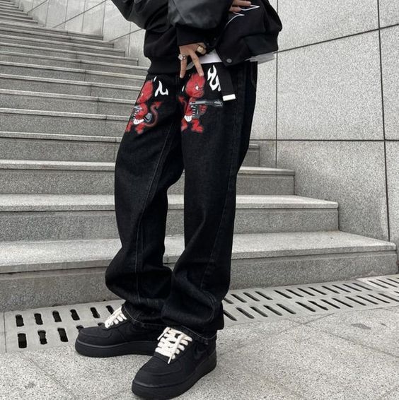 Devil Graphic Black Denim Jeans