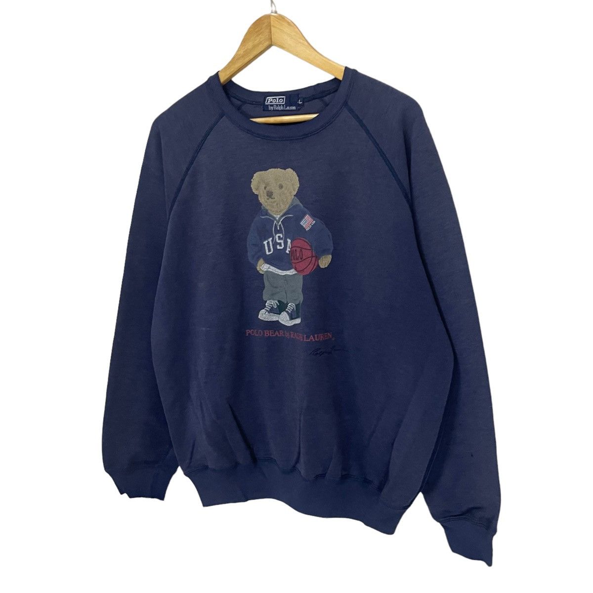Polo Ralph Lauren × Vintage 💥 Vintage Polo Bear Ralph Lauren Sweatshirt Sun Faded Size US L / EU 52-54 / 3 - 3 Thumbnail