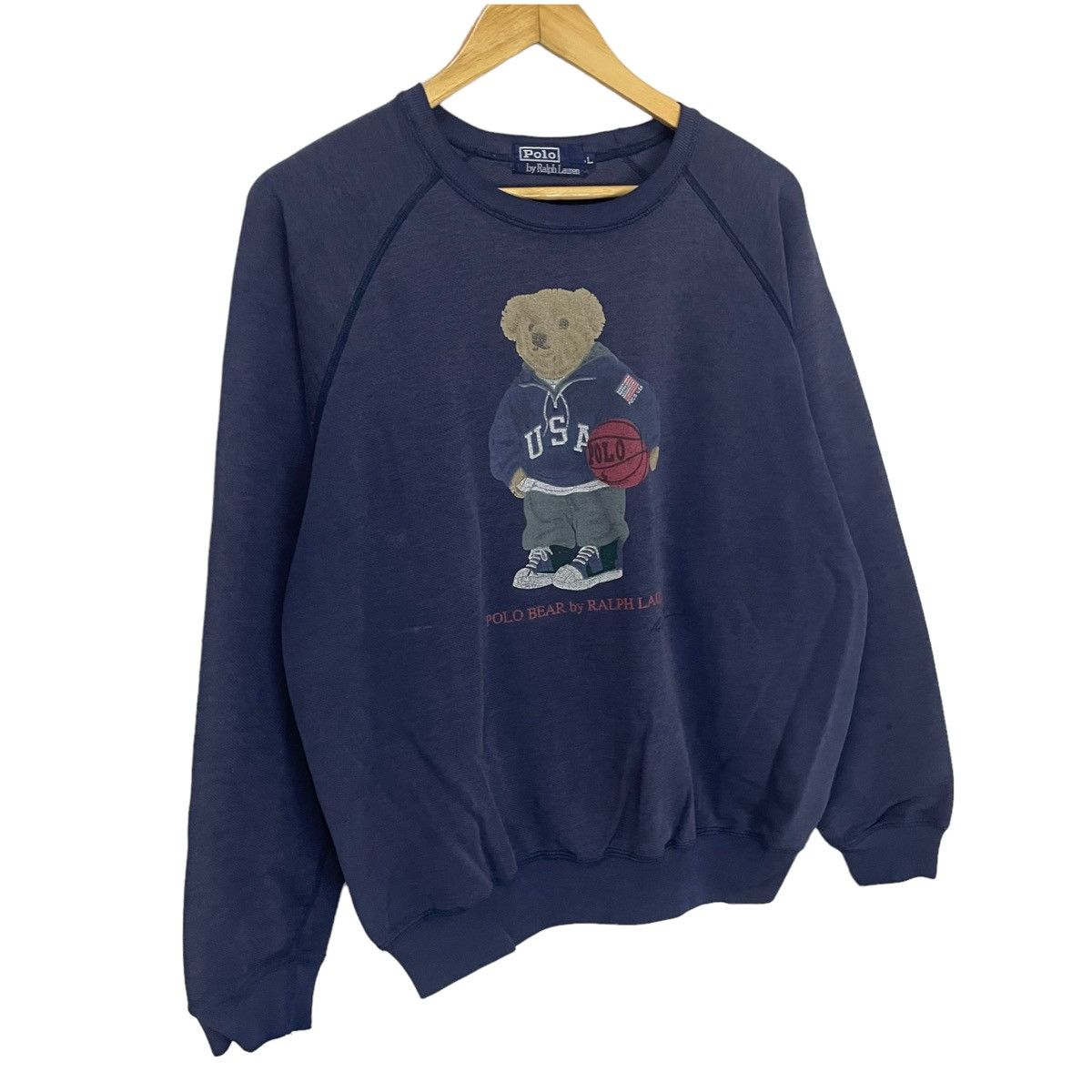 Polo Ralph Lauren × Vintage 💥 Vintage Polo Bear Ralph Lauren Sweatshirt Sun Faded Size US L / EU 52-54 / 3 - 2 Thumbnail