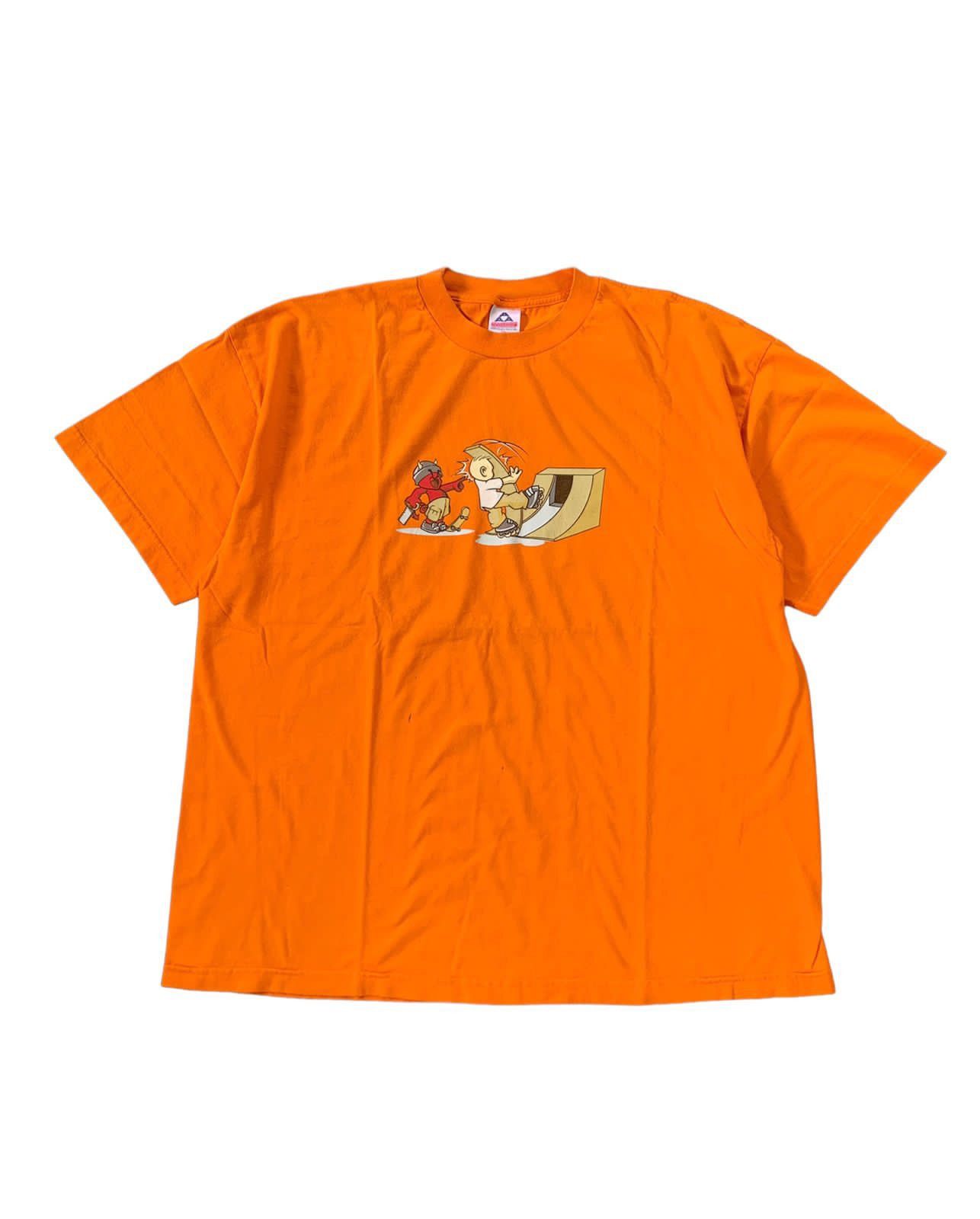 image of Shortys Skateboards x Skategang Vintage World Industries Classic 90's T-Shirt in Orange (Size 2XL)