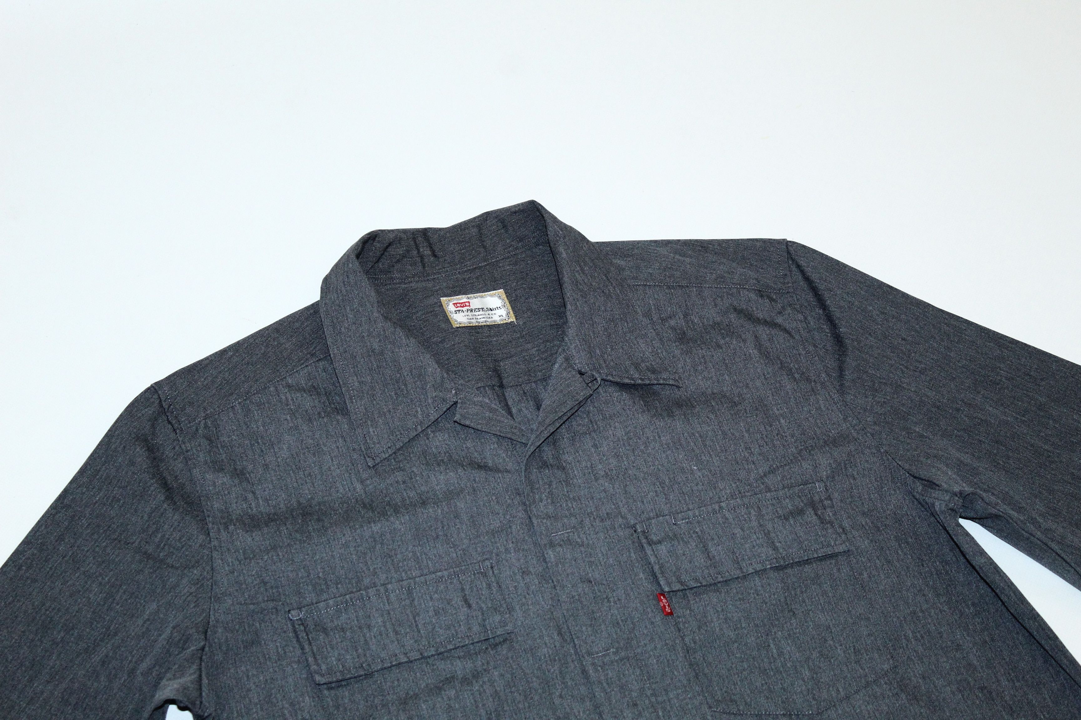 Levi's Vintage Clothing 🔥Levi's Sta Prest Never Ironing Charcoral baggy work shirt Size US XL / EU 56 / 4 - 3 Thumbnail