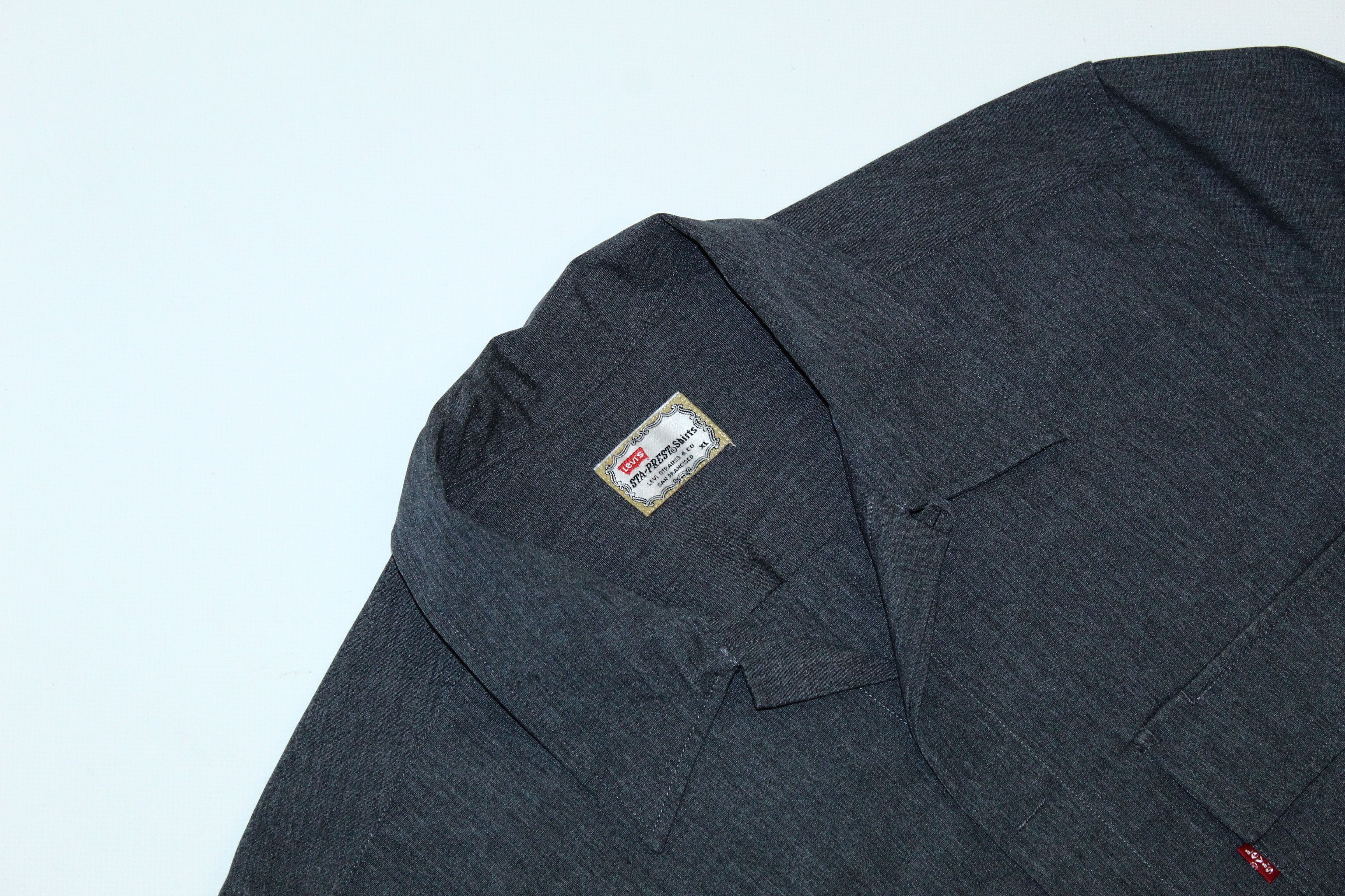 Levi's Vintage Clothing 🔥Levi's Sta Prest Never Ironing Charcoral baggy work shirt Size US XL / EU 56 / 4 - 1 Thumbnail