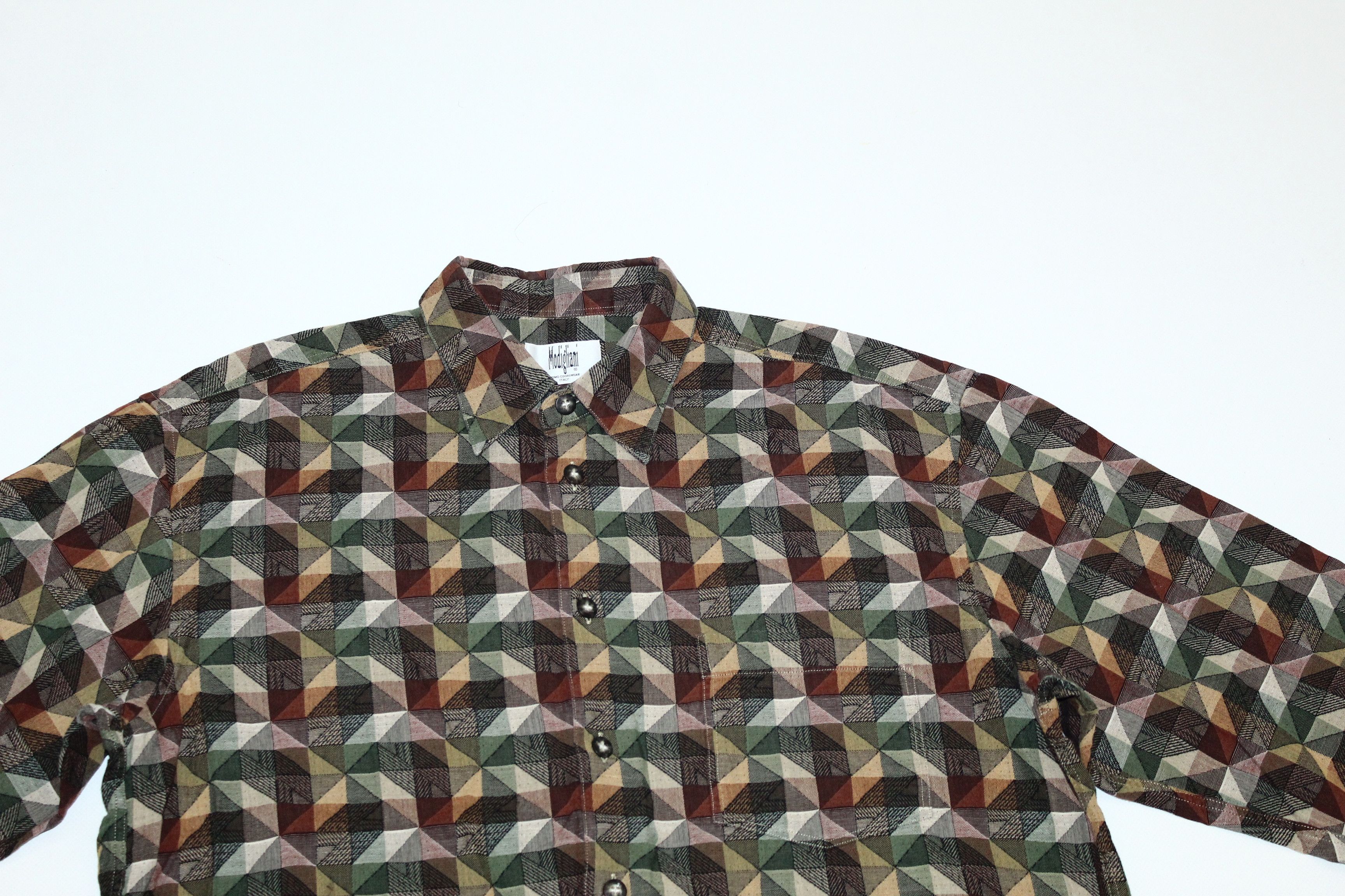Japanese Brand 💥Modigliani Coordwear Abstract Psychedelic Woven Shirt Size US L / EU 52-54 / 3 - 3 Thumbnail