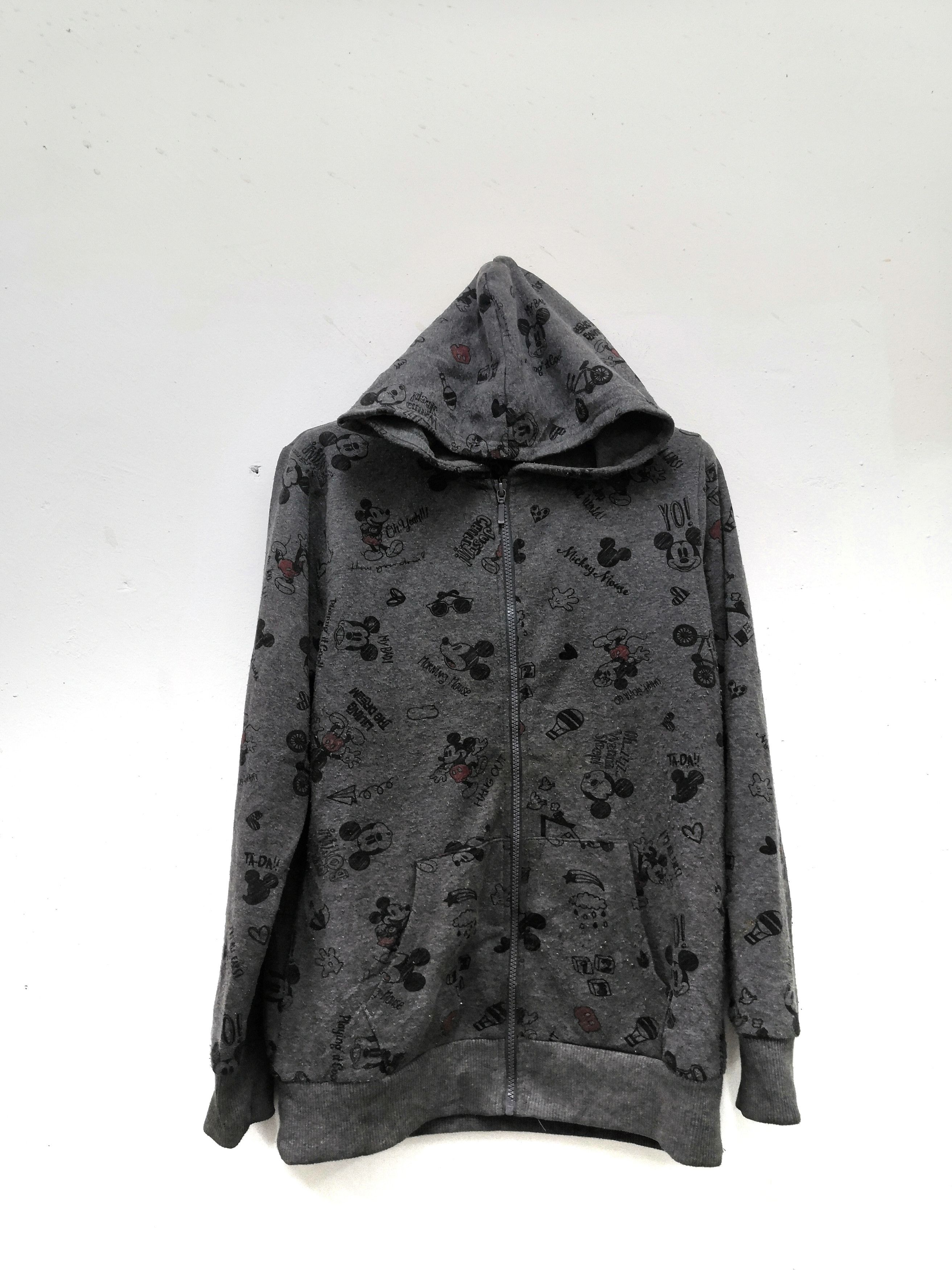 Vtg Disney Mickey Fullprint Zipper Hoddie Sweater