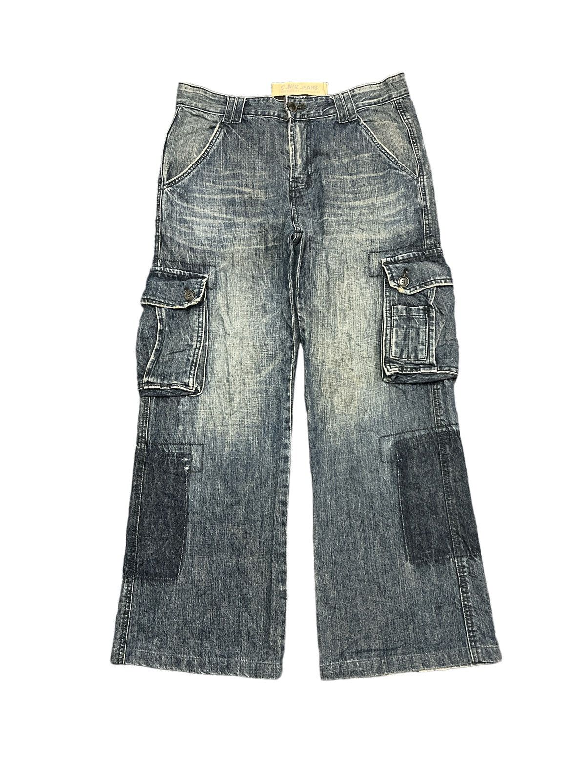 Japanese Brand BAGGY💥S.NIK JEANS DISTRESSED CARGO DENIM PANT Size US 32 / EU 48 - 1 Thumbnail