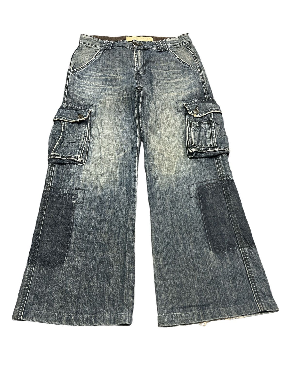 Japanese Brand BAGGY💥S.NIK JEANS DISTRESSED CARGO DENIM PANT Size US 32 / EU 48 - 2 Thumbnail