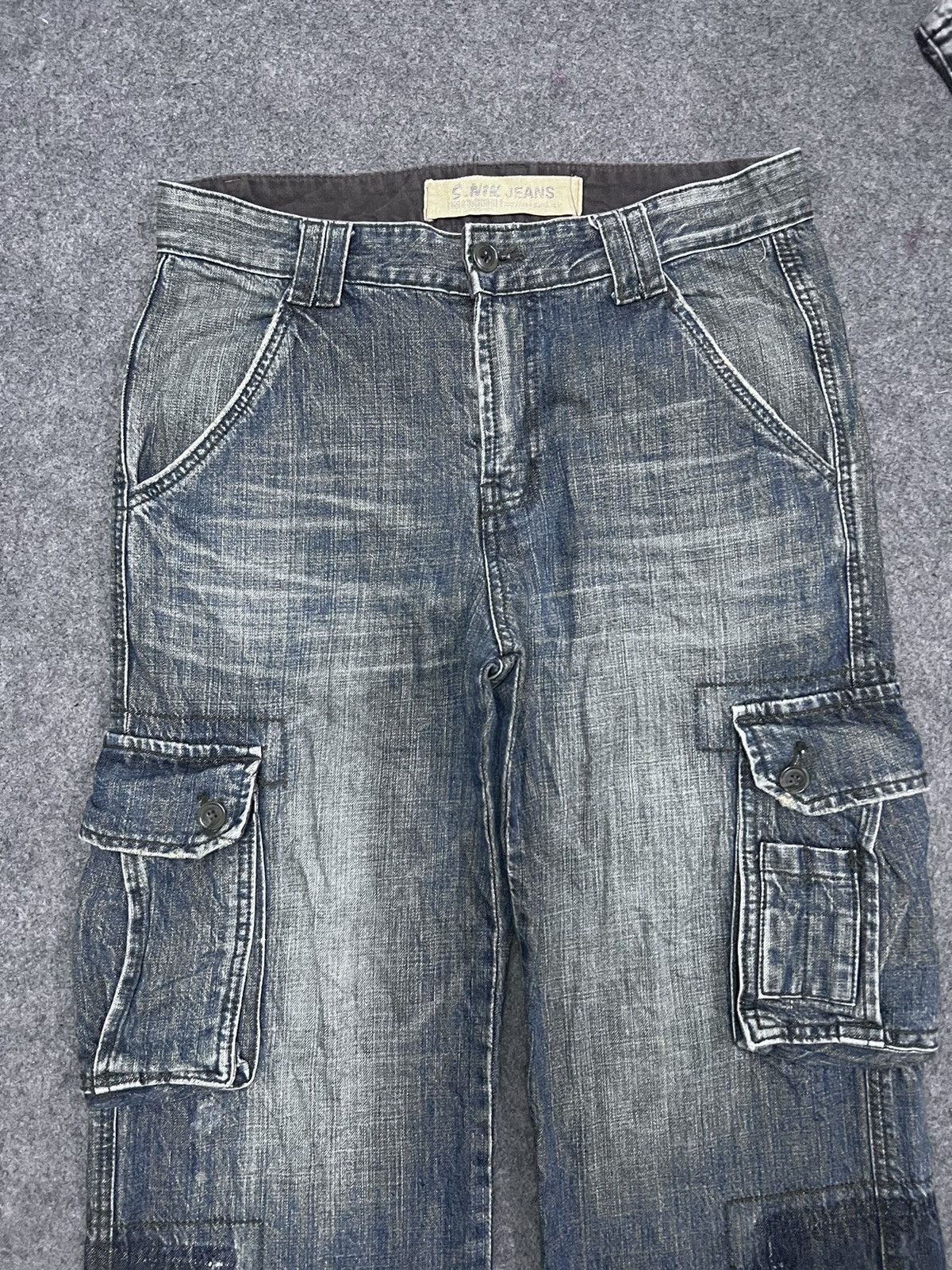 Japanese Brand BAGGY💥S.NIK JEANS DISTRESSED CARGO DENIM PANT Size US 32 / EU 48 - 6 Thumbnail