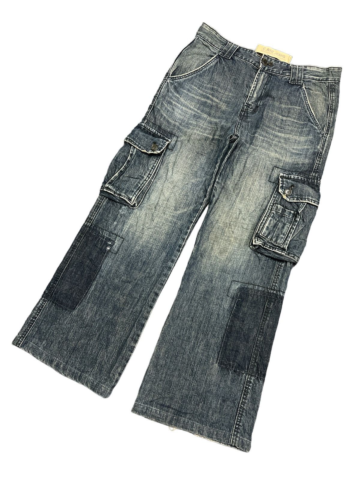 Japanese Brand BAGGY💥S.NIK JEANS DISTRESSED CARGO DENIM PANT Size US 32 / EU 48 - 5 Thumbnail