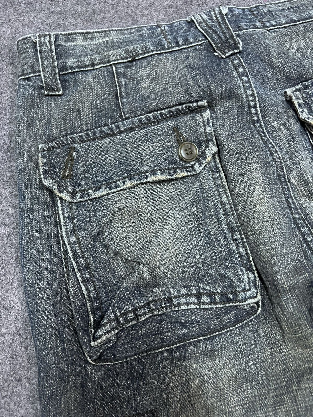 Japanese Brand BAGGY💥S.NIK JEANS DISTRESSED CARGO DENIM PANT Size US 32 / EU 48 - 8 Thumbnail