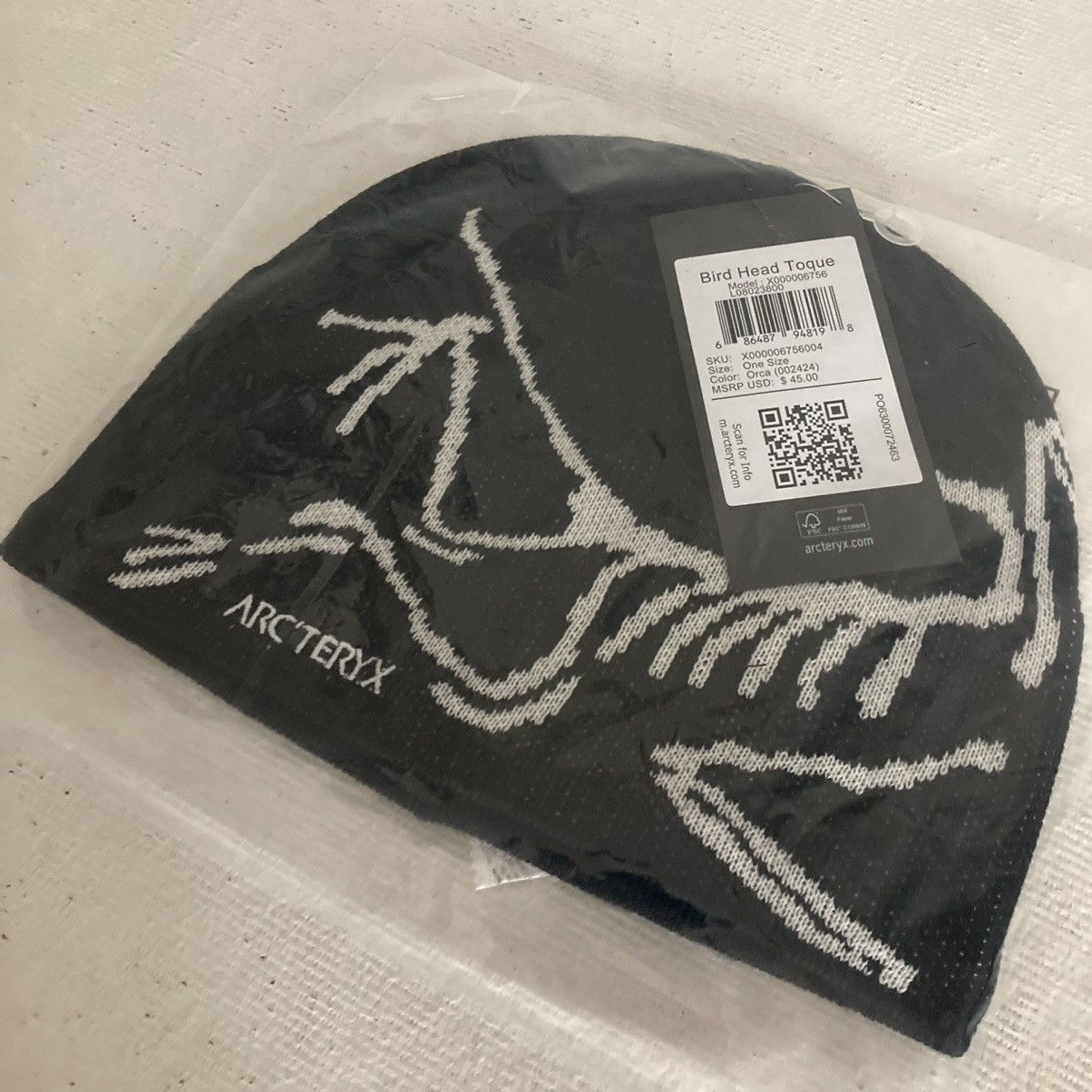 Arc'Teryx Arcteryx Bird Head Toque Beanie Black/White Orca NWT | Grailed