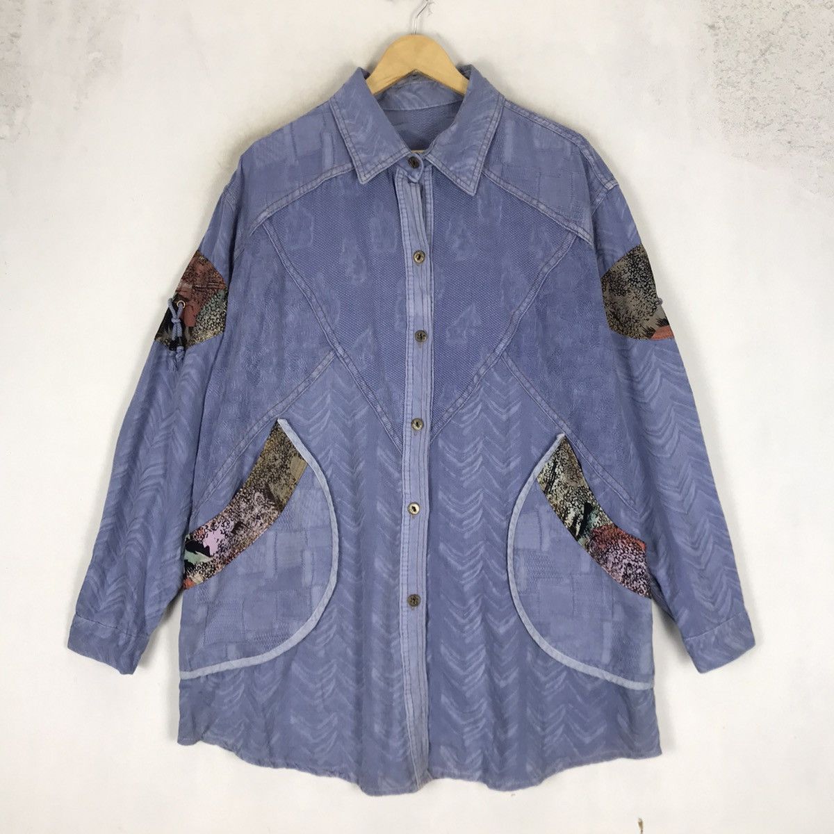 Japanese Brand Unisex Iconic Japanese Traditions Sashiko Boro Oversize Size US M / EU 48-50 / 2 - 1 Thumbnail