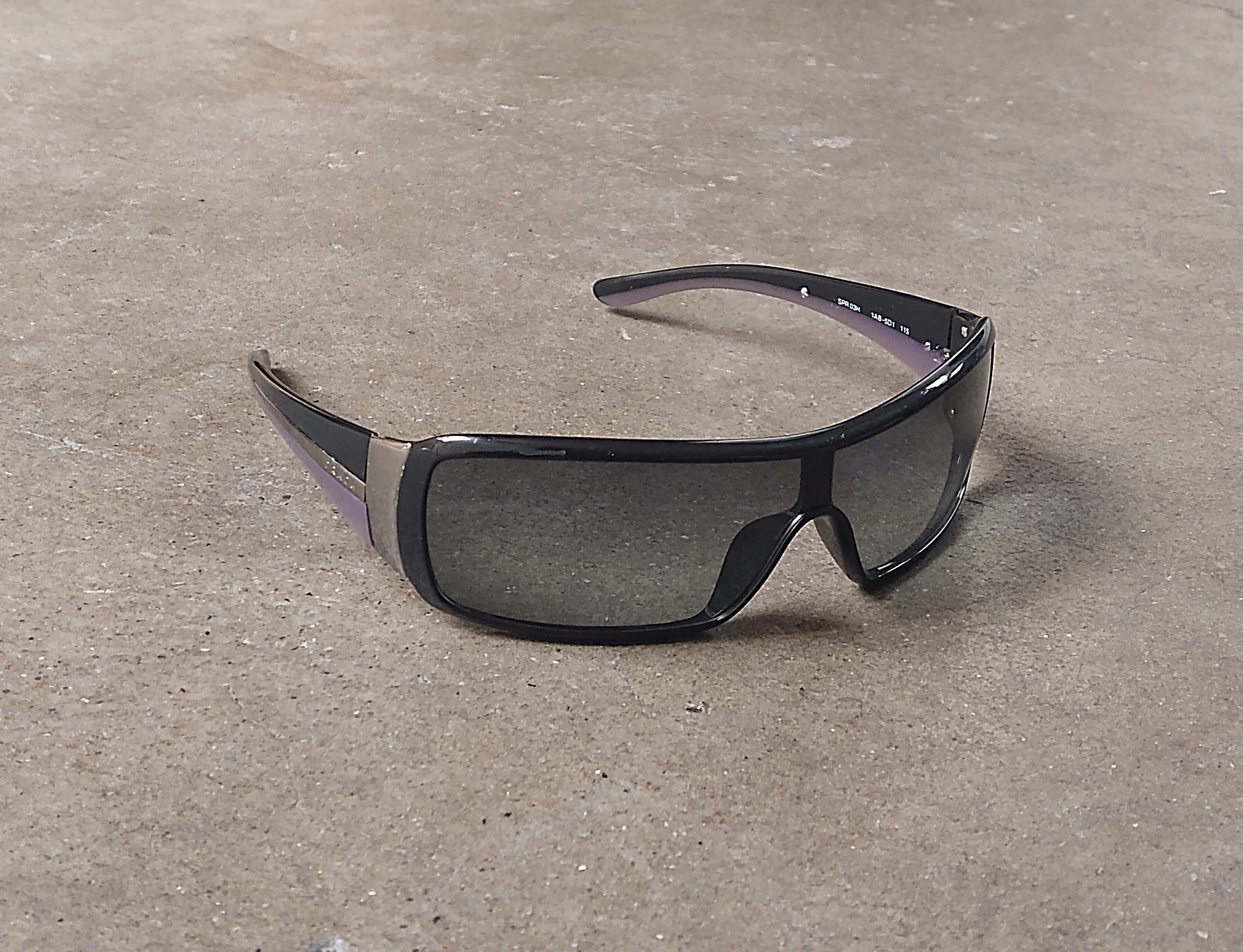 Prada SPR 03H Vintage Early 2000’s Shield Wrap Rectangle Sunglasses Prada Prada SPR 03H Shield Sunglasses Brown Gold Made in  main image 2