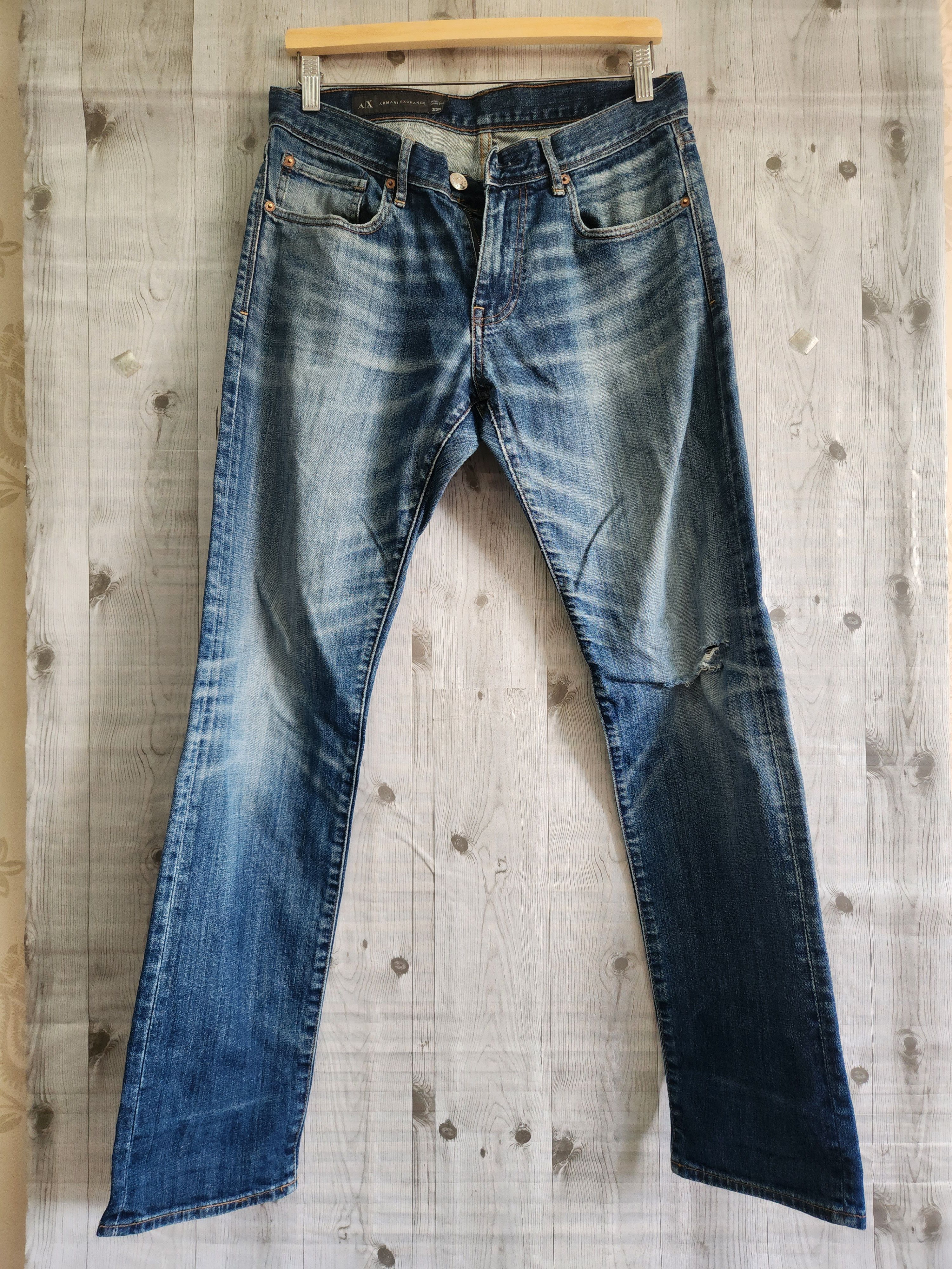 Vintage Armani Exchange Distressed Denim Blue Jeans