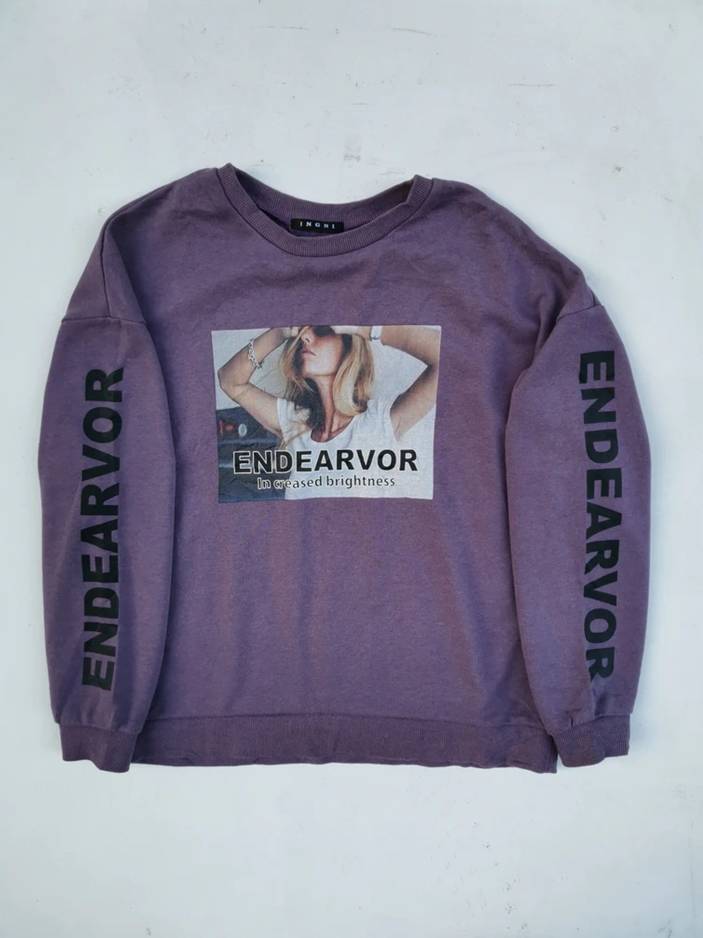 Japanese Brand Ingni: Endearvor in Creased Brightness Big Logo Sweatshirt Size US M / EU 48-50 / 2 - 4 Thumbnail