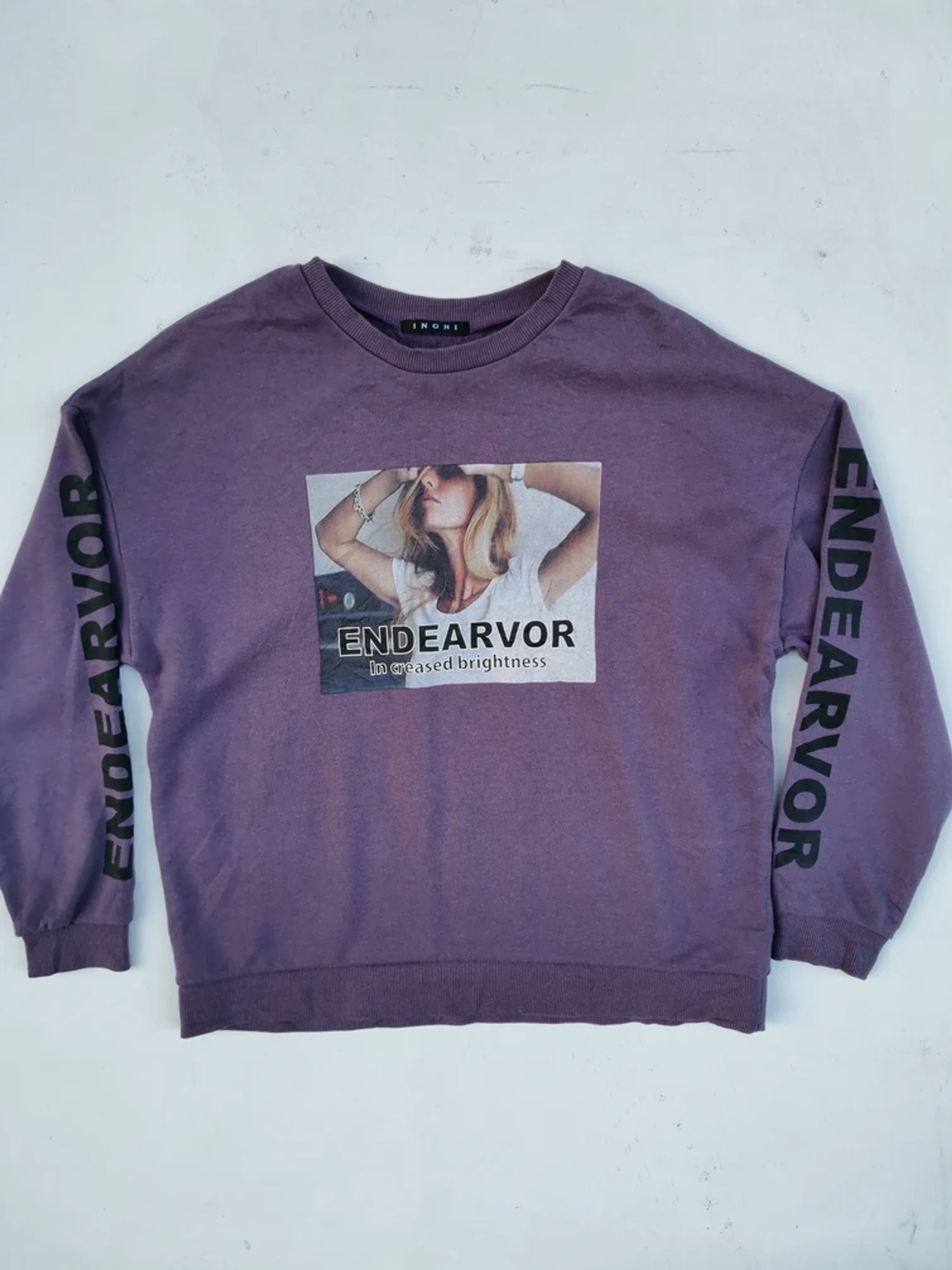 Japanese Brand Ingni: Endearvor in Creased Brightness Big Logo Sweatshirt Size US M / EU 48-50 / 2 - 1 Thumbnail