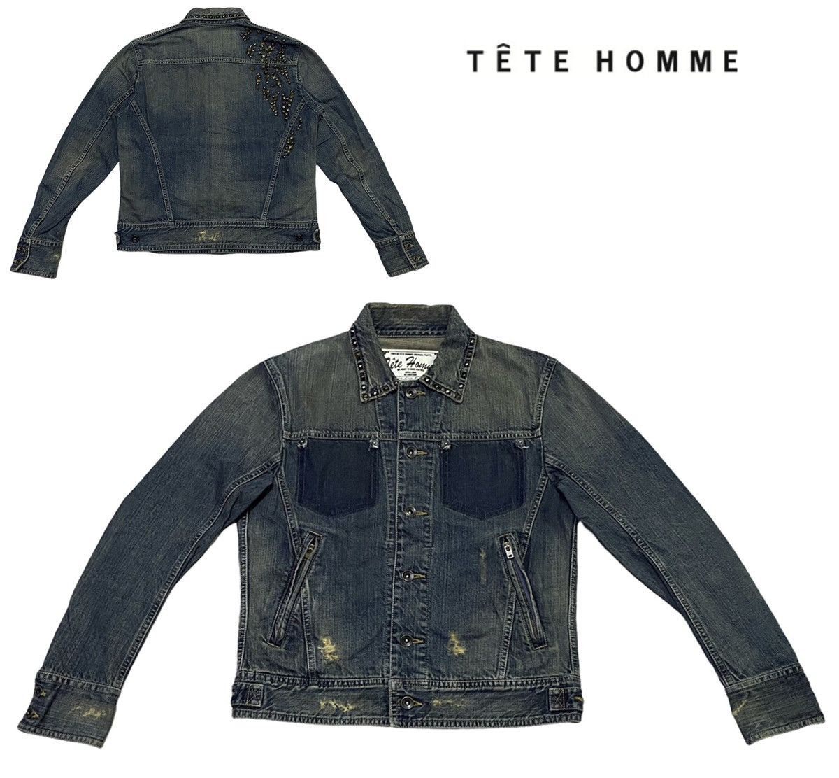 Issey Miyake × Tete Homme Tete Homme Distressed Denim Jacket Size US S / EU 44-46 / 1 - 1 Thumbnail