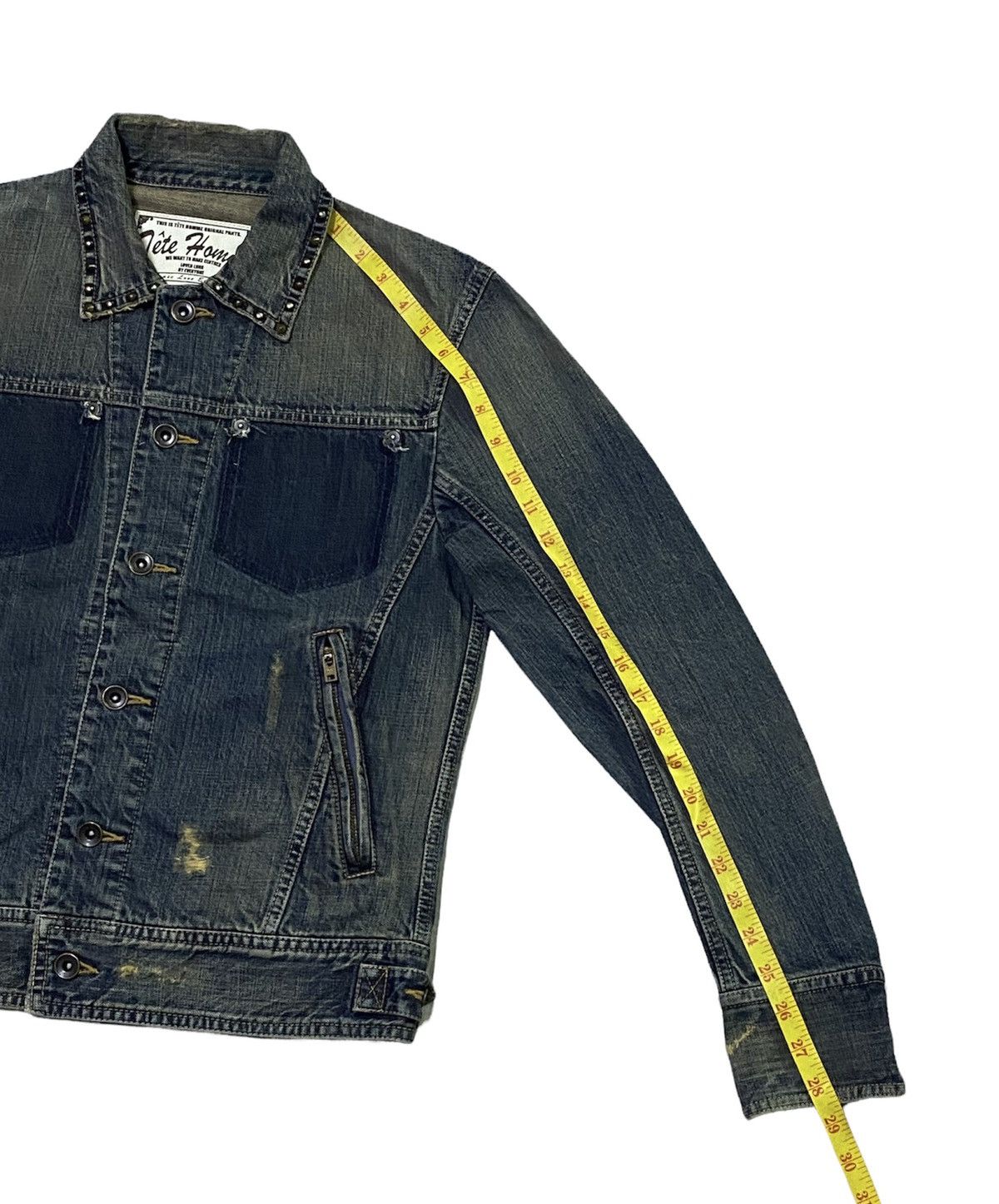 Issey Miyake × Tete Homme Tete Homme Distressed Denim Jacket Size US S / EU 44-46 / 1 - 8 Thumbnail