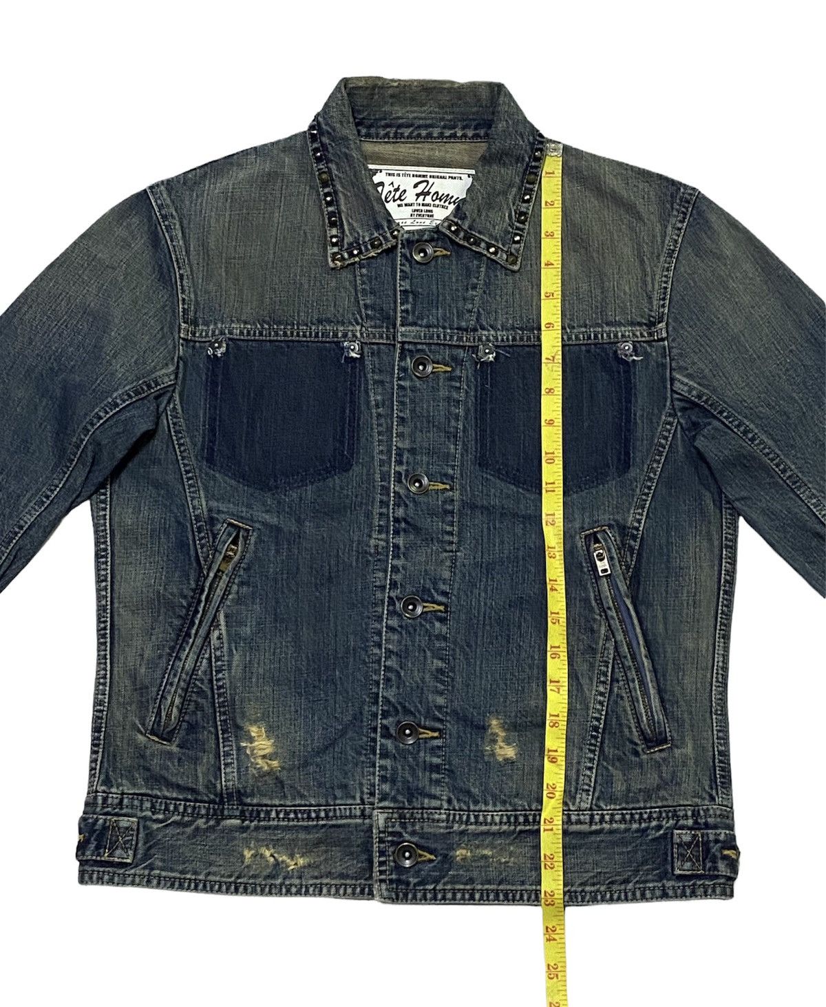 Issey Miyake × Tete Homme Tete Homme Distressed Denim Jacket Size US S / EU 44-46 / 1 - 5 Thumbnail
