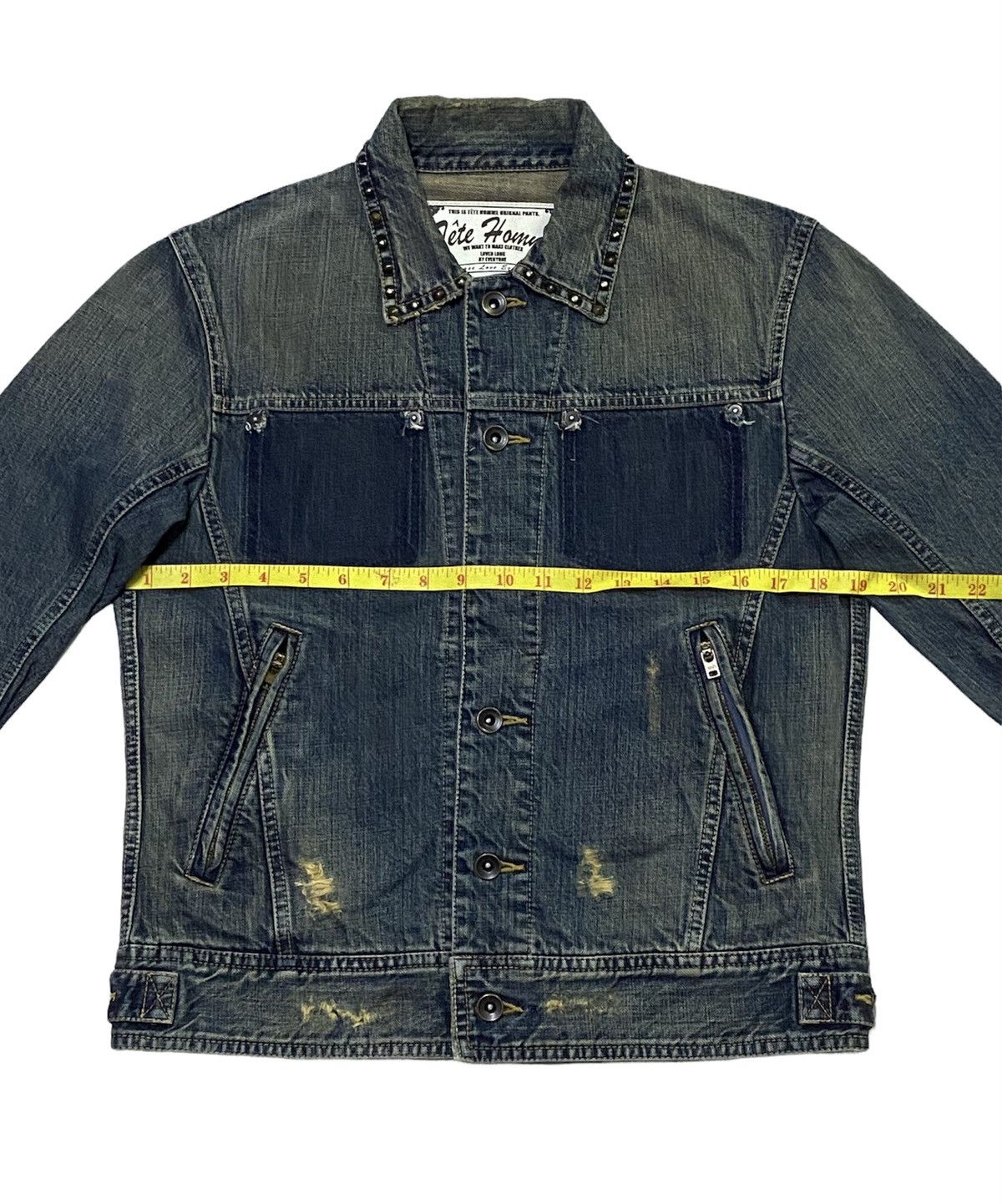 Issey Miyake × Tete Homme Tete Homme Distressed Denim Jacket Size US S / EU 44-46 / 1 - 4 Thumbnail