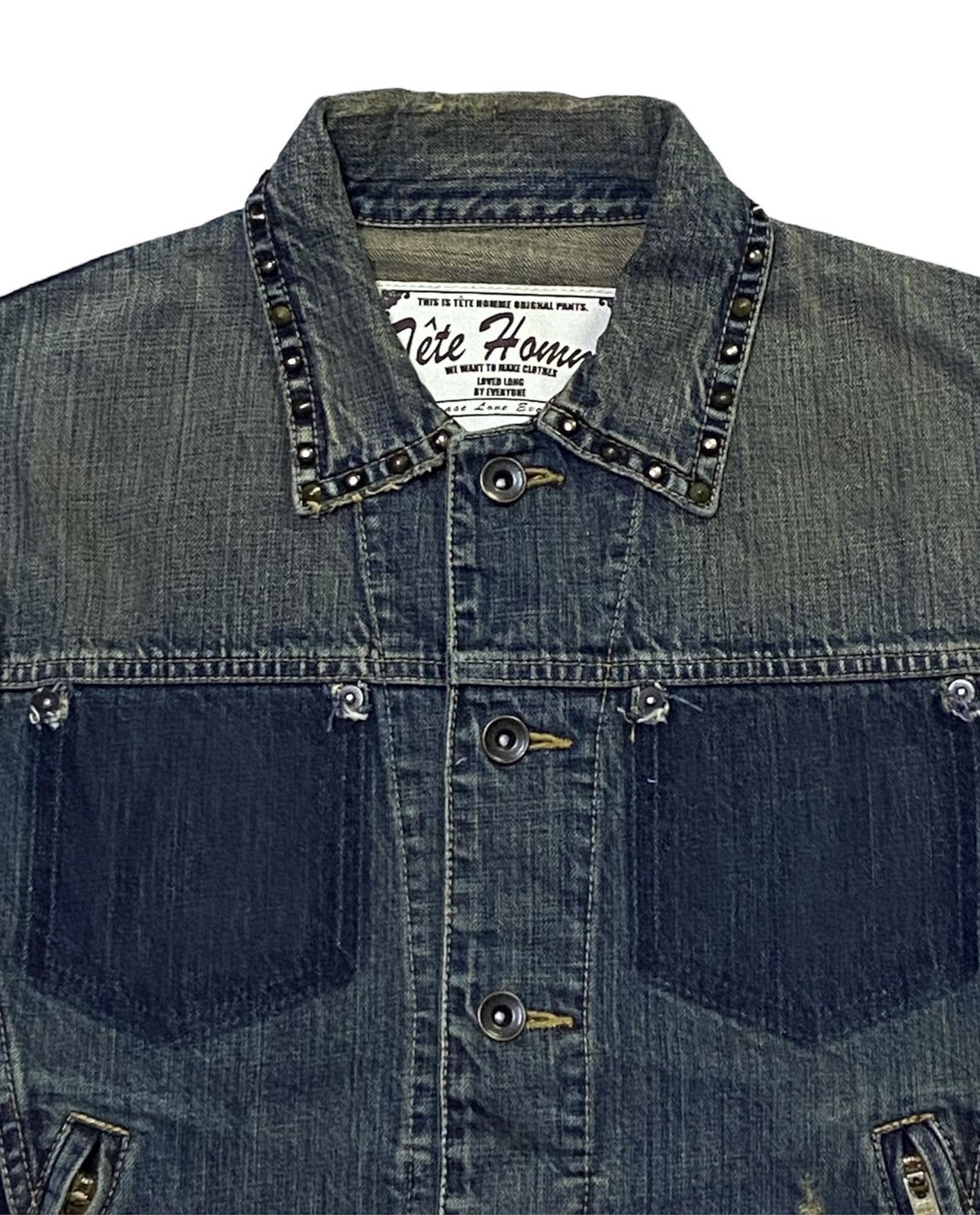 Issey Miyake × Tete Homme Tete Homme Distressed Denim Jacket Size US S / EU 44-46 / 1 - 14 Thumbnail