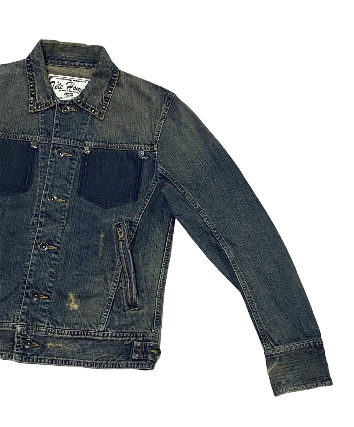 Issey Miyake × Tete Homme Tete Homme Distressed Denim Jacket Size US S / EU 44-46 / 1 - 15 Thumbnail