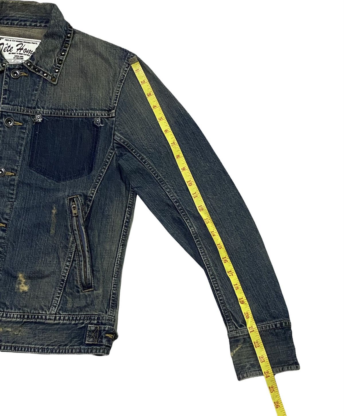Issey Miyake × Tete Homme Tete Homme Distressed Denim Jacket Size US S / EU 44-46 / 1 - 7 Thumbnail