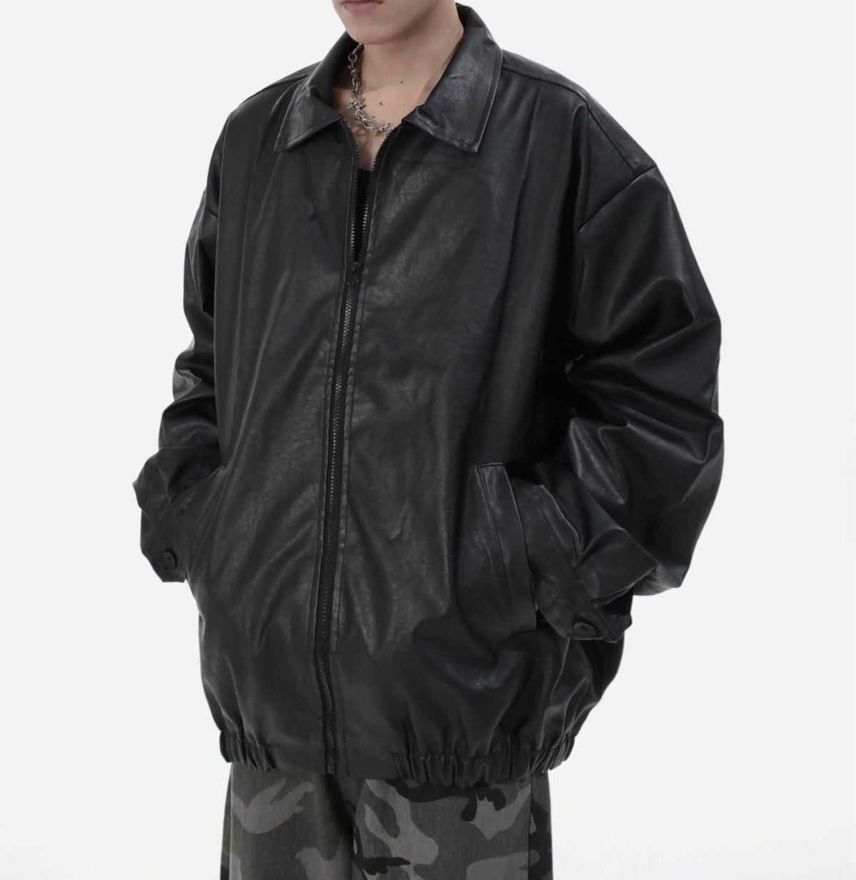 Vintage leather black jacket