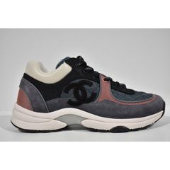 CHANEL Nylon Calfskin Suede Womens CC Sneakers 40 Fuchsia Pink 1050829