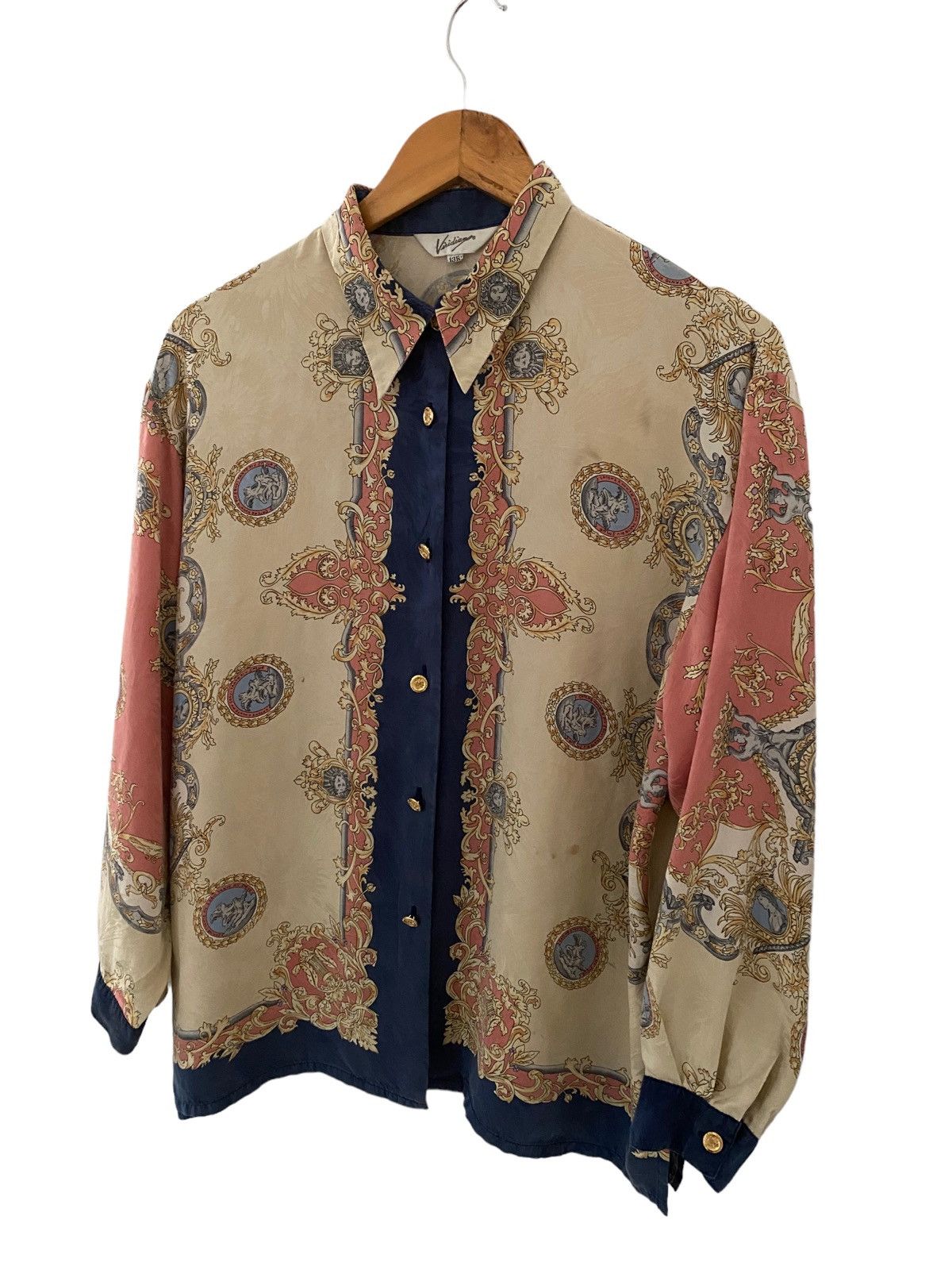 Designer × Japanese Brand × Vintage Vintage 🇯🇵 silk viridian Button shirt hermes design Size M / US 6-8 / IT 42-44 - 2 Thumbnail