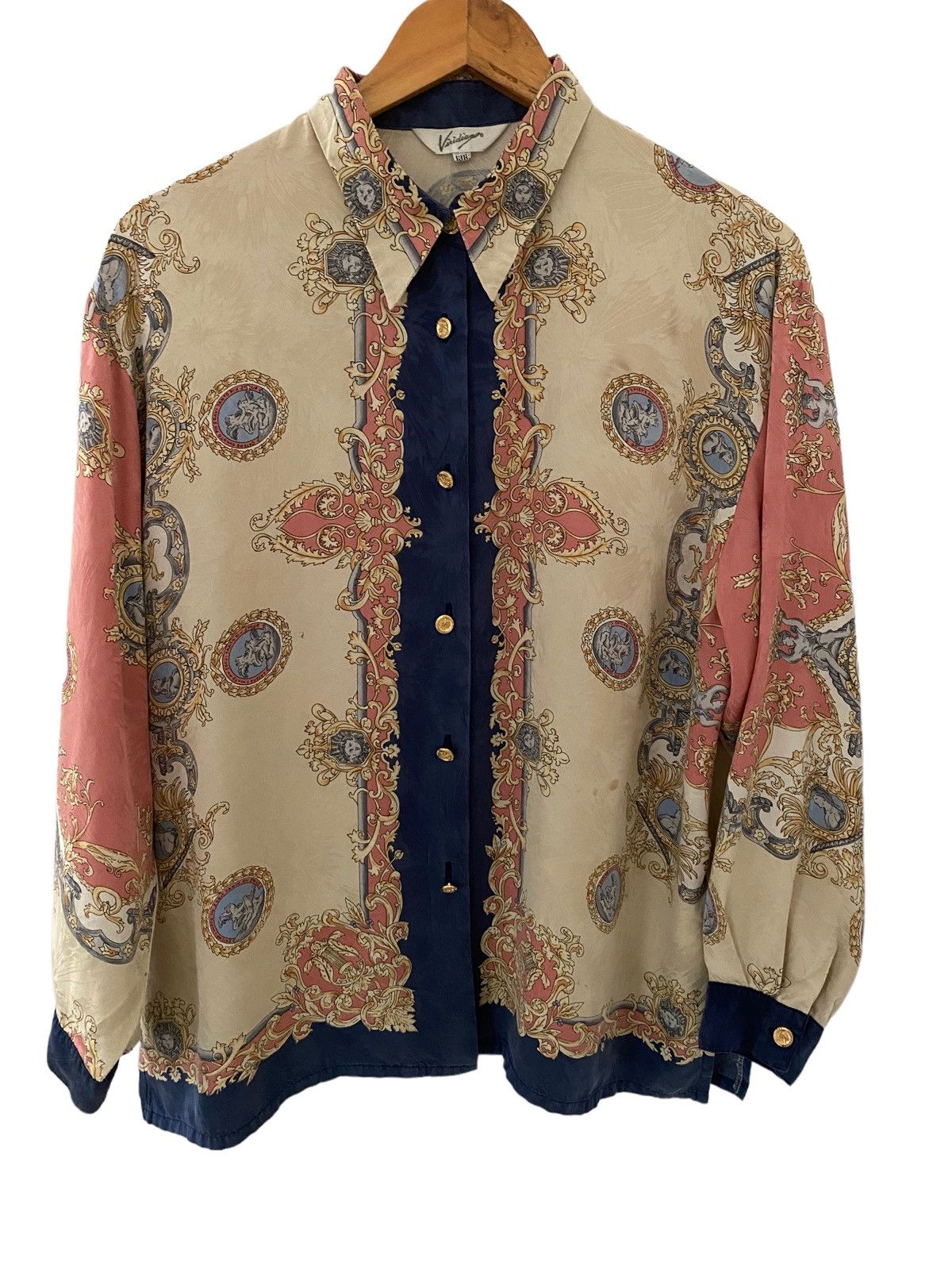 Designer × Japanese Brand × Vintage Vintage 🇯🇵 silk viridian Button shirt hermes design Size M / US 6-8 / IT 42-44 - 1 Thumbnail