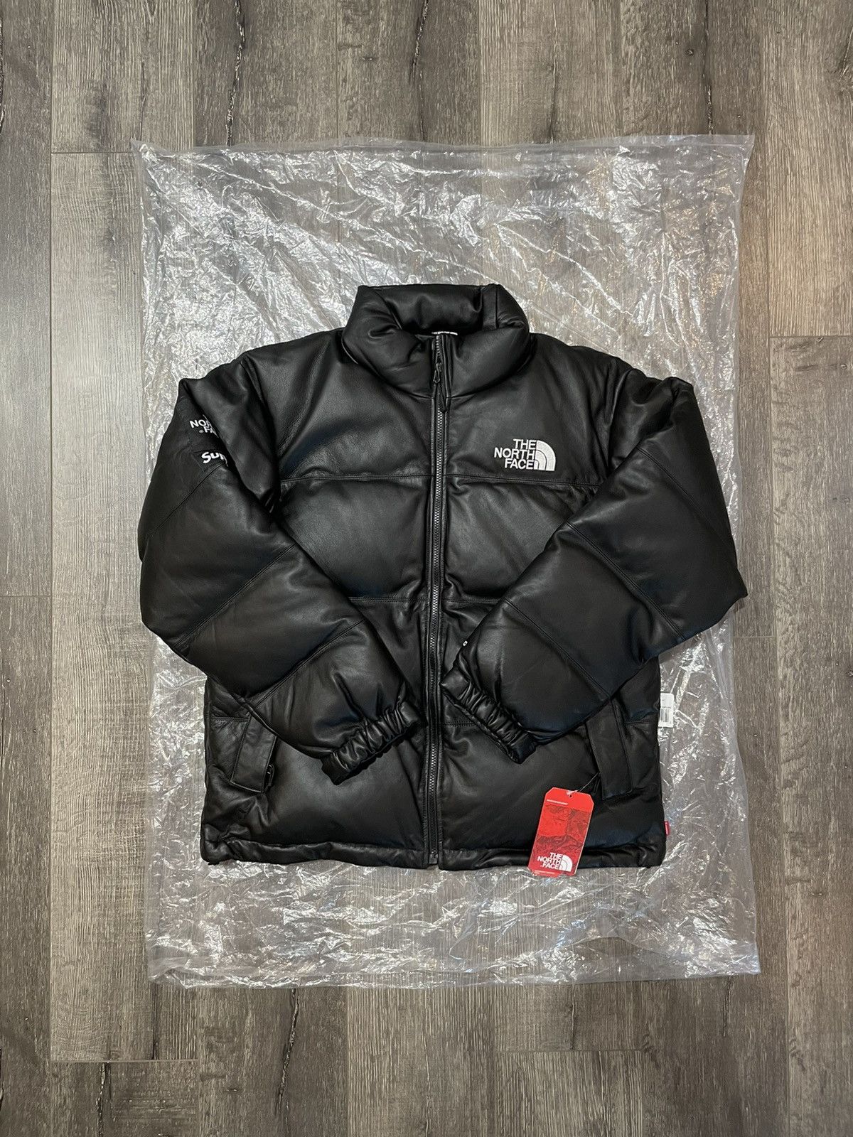 Supreme the north face leather nuptse jacket on sale black