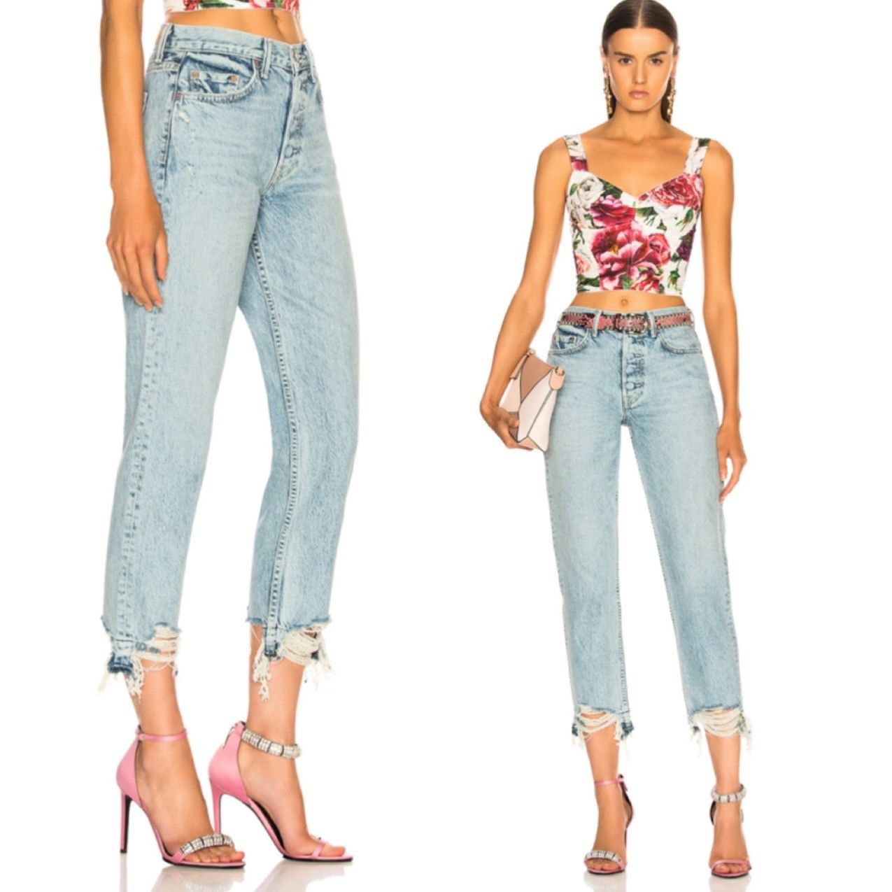 GRLFRND Helena High-Rise Chewed Hem Jeans in ‘Hold On’