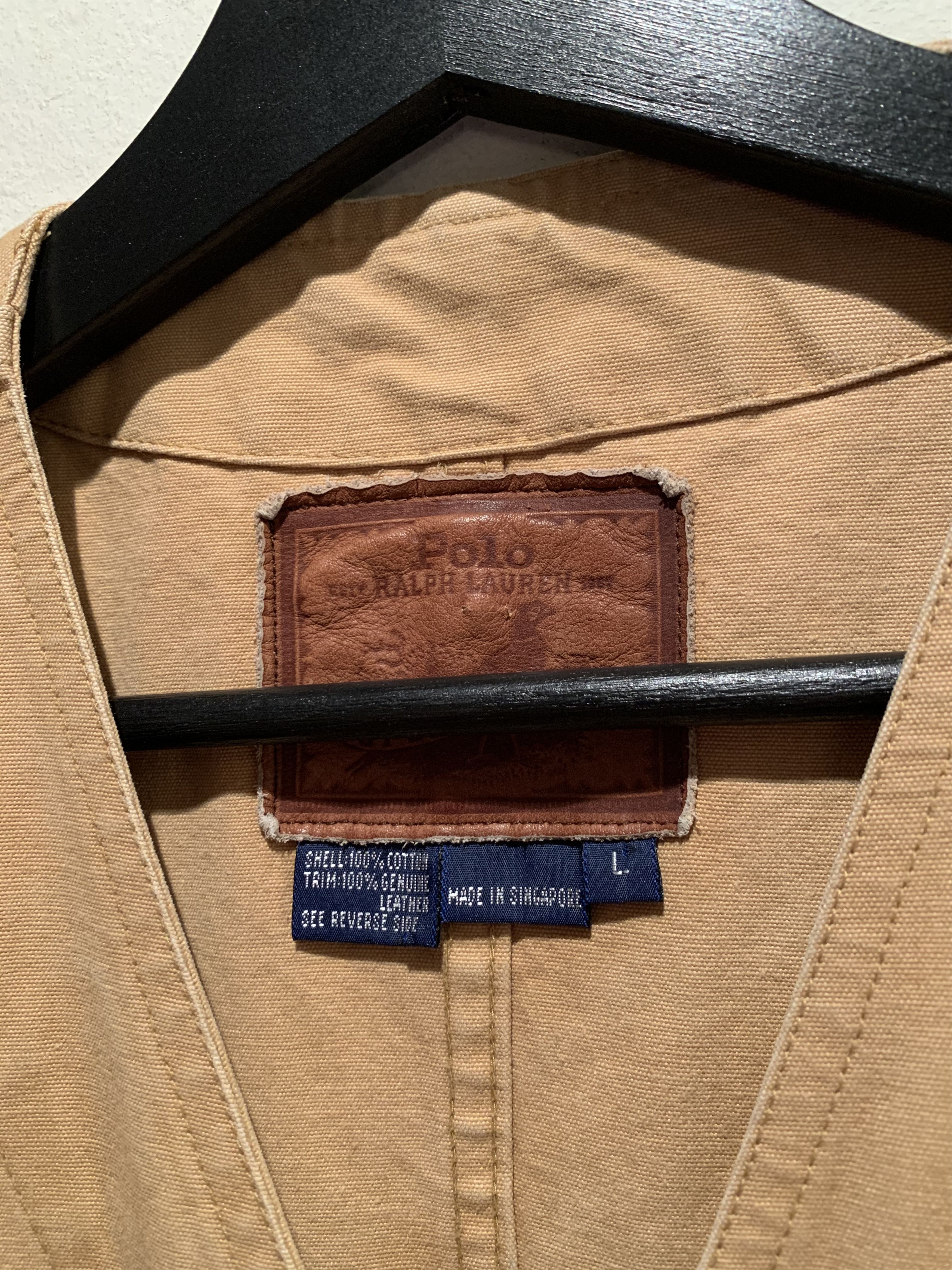 Polo Ralph Lauren × Ralph Lauren × Vintage *RARE* Vintage Polo Ralph Lauren Leather Trim Safari Vest L Size US L / EU 52-54 / 3 - 4 Thumbnail