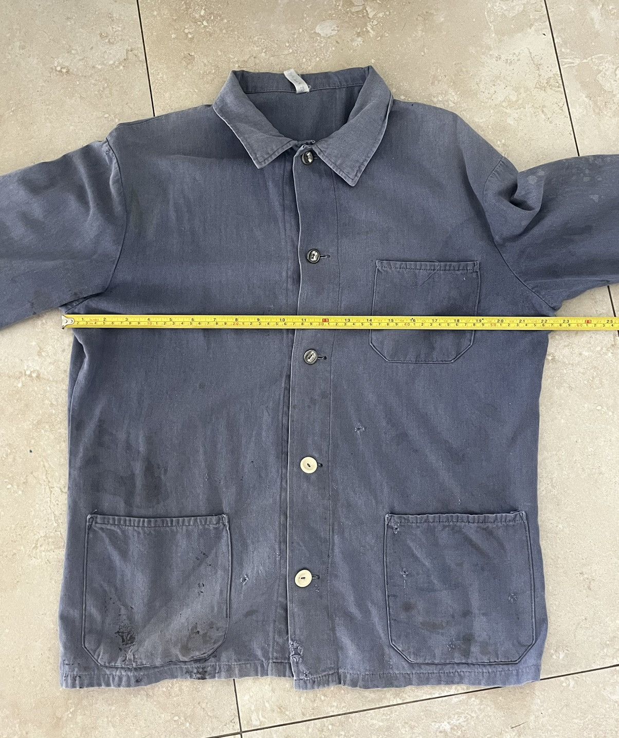 Vintage 1960’s Aged Herringbone Twill French Work Jacket Size US L / EU 52-54 / 3 - 15 Thumbnail