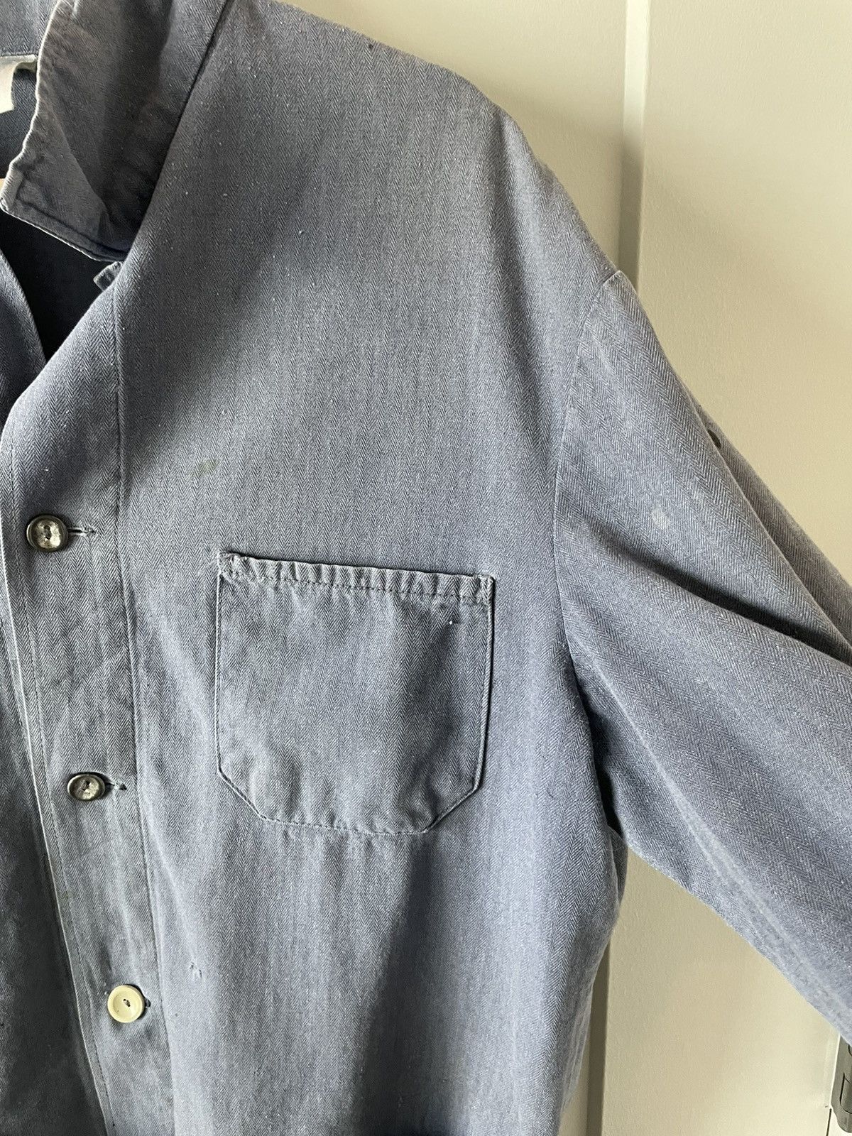 Vintage 1960’s Aged Herringbone Twill French Work Jacket Size US L / EU 52-54 / 3 - 13 Thumbnail