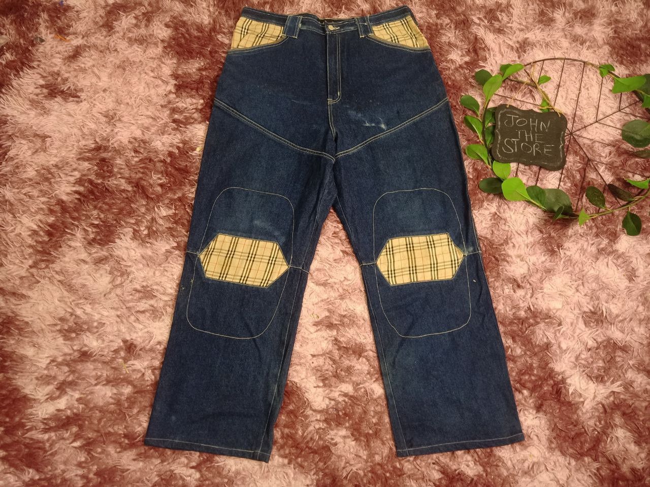 Vintage Burberrys patches nova check denim jeans large size