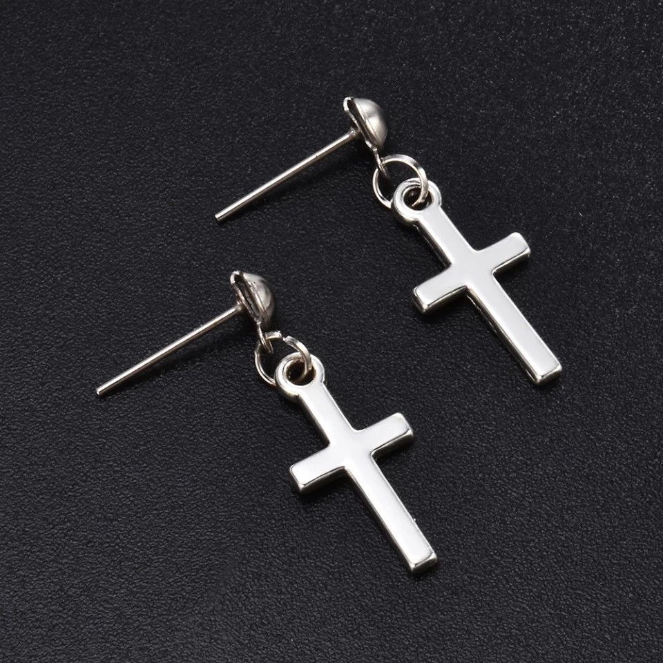 Jewelry Silver Cross Earrings Size ONE SIZE - 2 Thumbnail