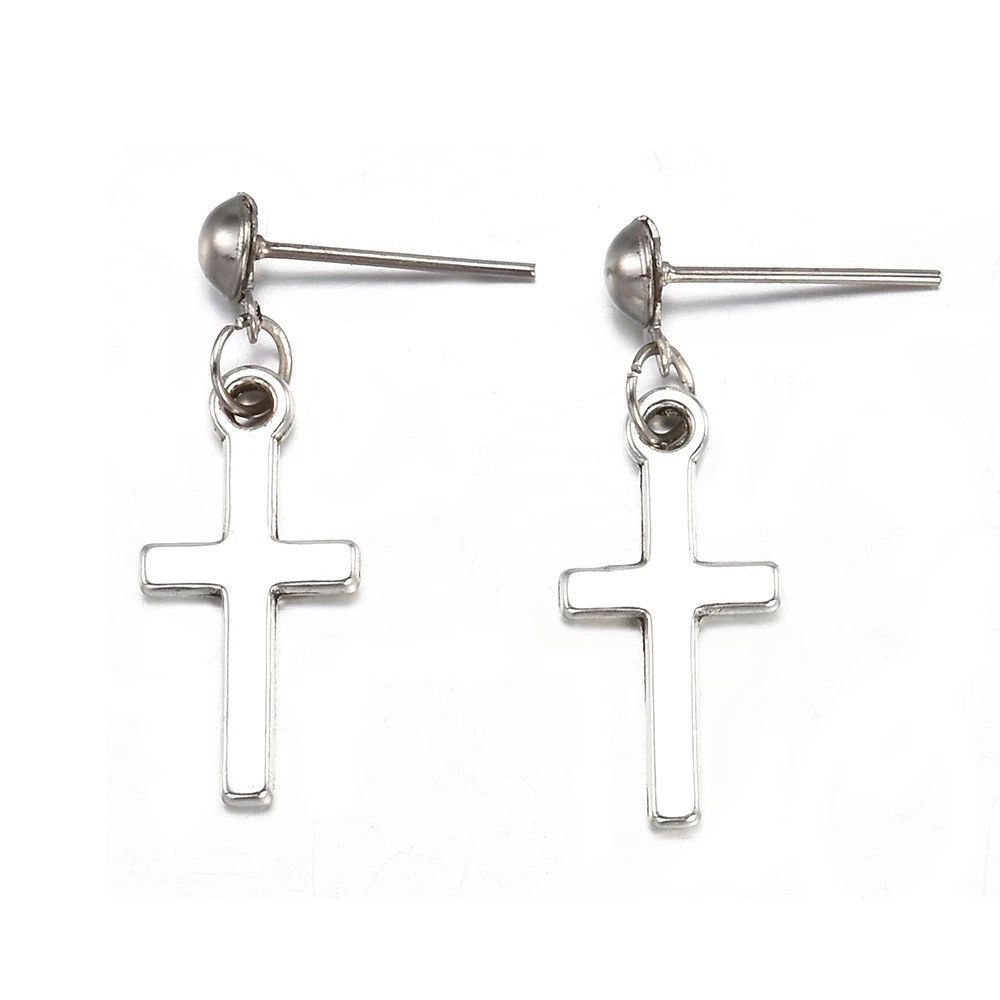 Jewelry Silver Cross Earrings Size ONE SIZE - 3 Thumbnail