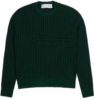 Off White Intarsia Green Knit Sweater