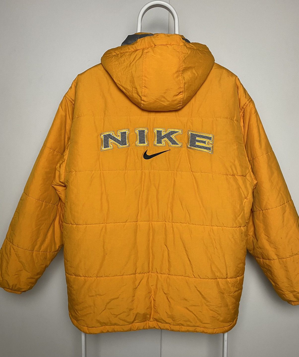 Nike Vintage Nike vintage spellout puffer jacket orange 90s neon big logo Grailed