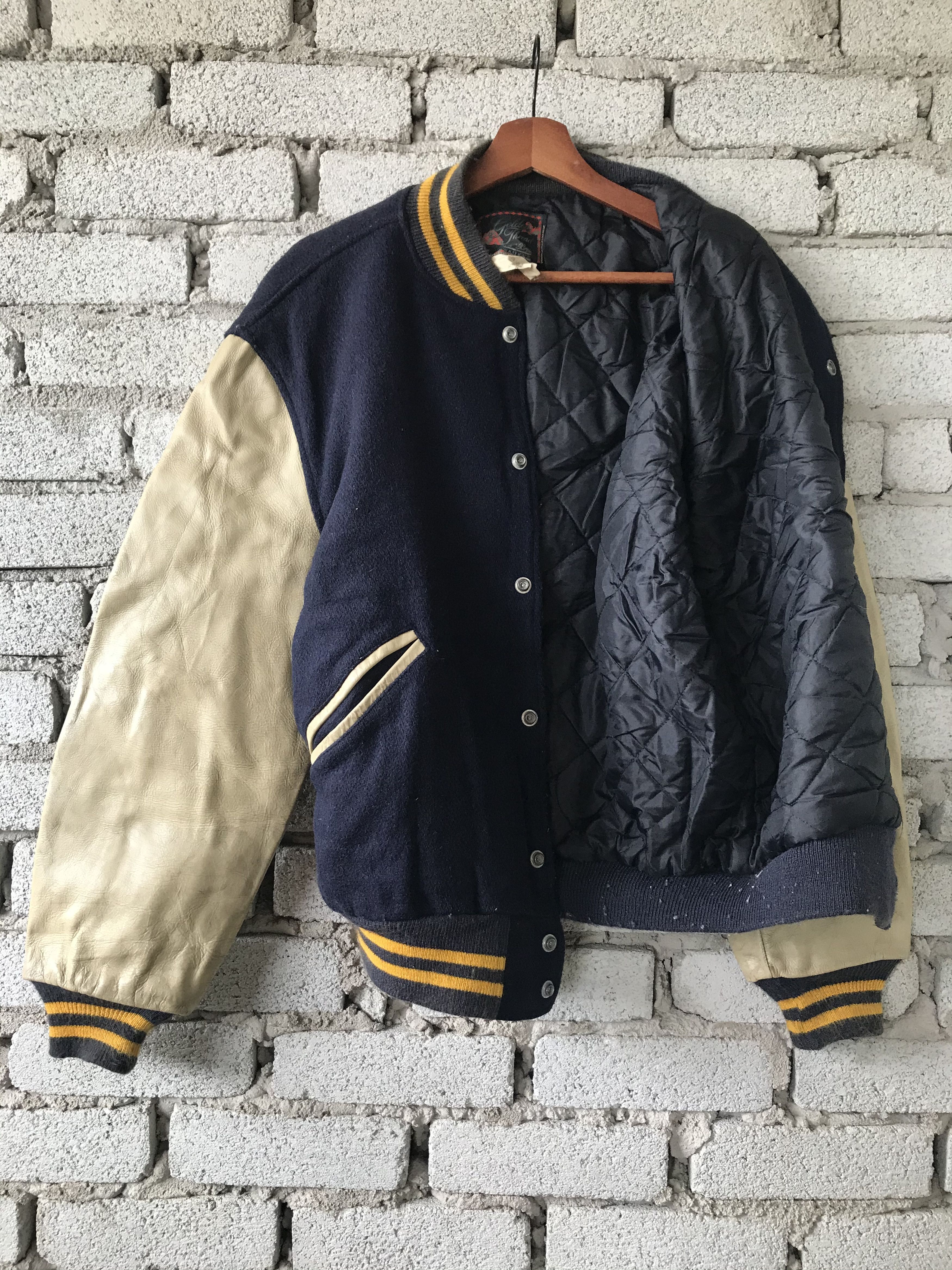 Other Vintage Golden Thread Varsity Jacket Cowhide Leather Sleeves Size US M / EU 48-50 / 2 - 10 Thumbnail