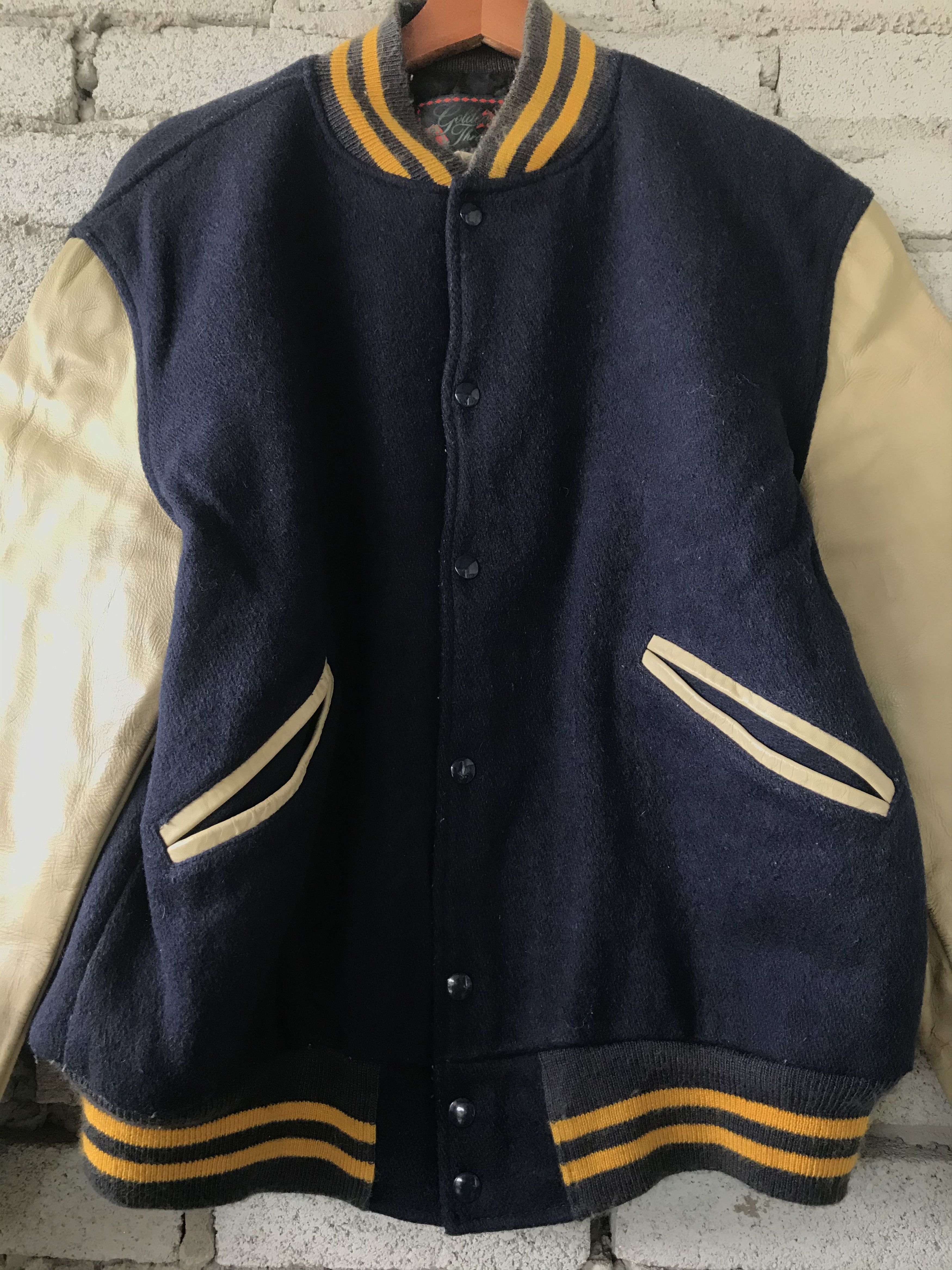 Other Vintage Golden Thread Varsity Jacket Cowhide Leather Sleeves Size US M / EU 48-50 / 2 - 3 Thumbnail