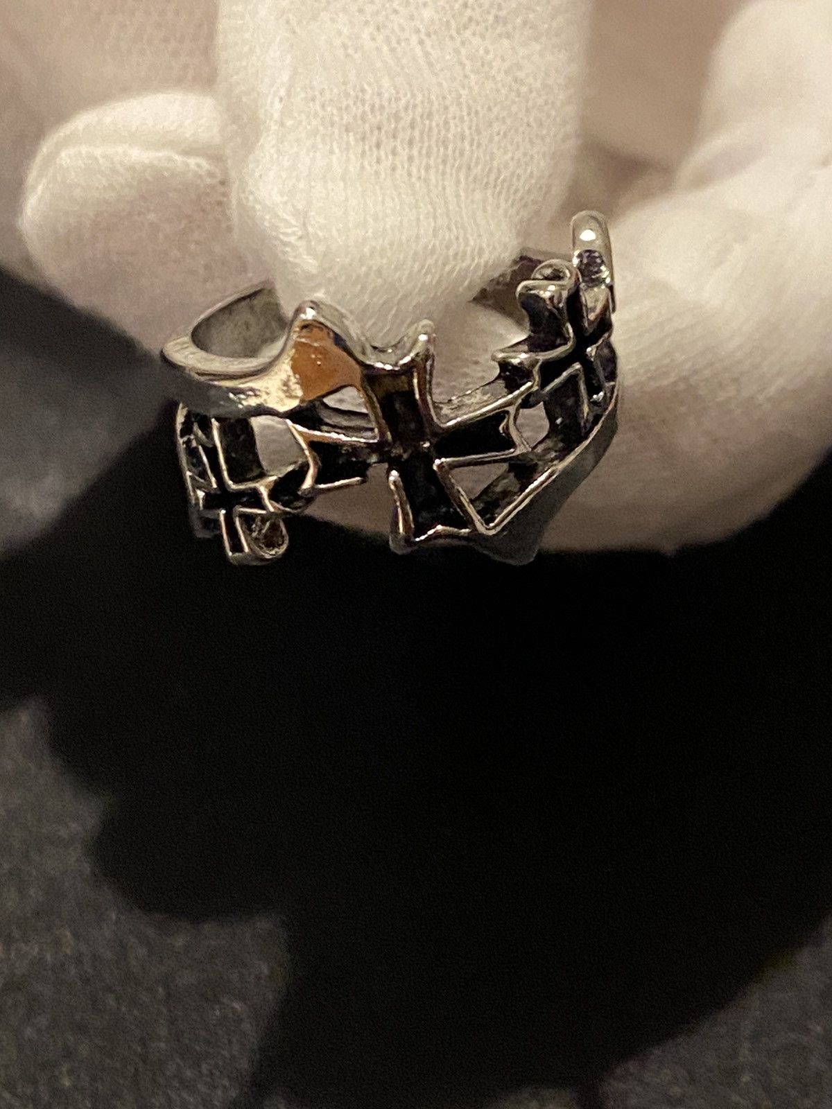 Vintage Punk gothic cross silver ring Size ONE SIZE - 2 Thumbnail