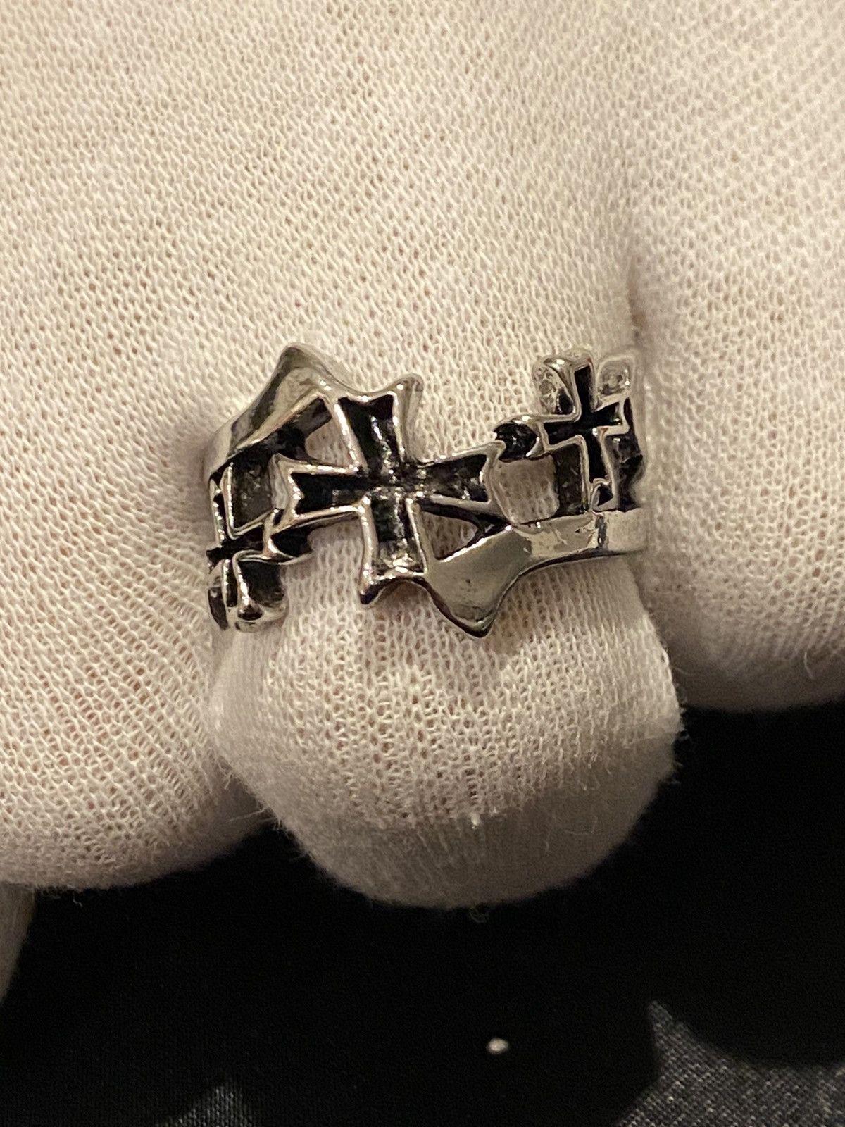 Vintage Punk gothic cross silver ring Size ONE SIZE - 1 Thumbnail