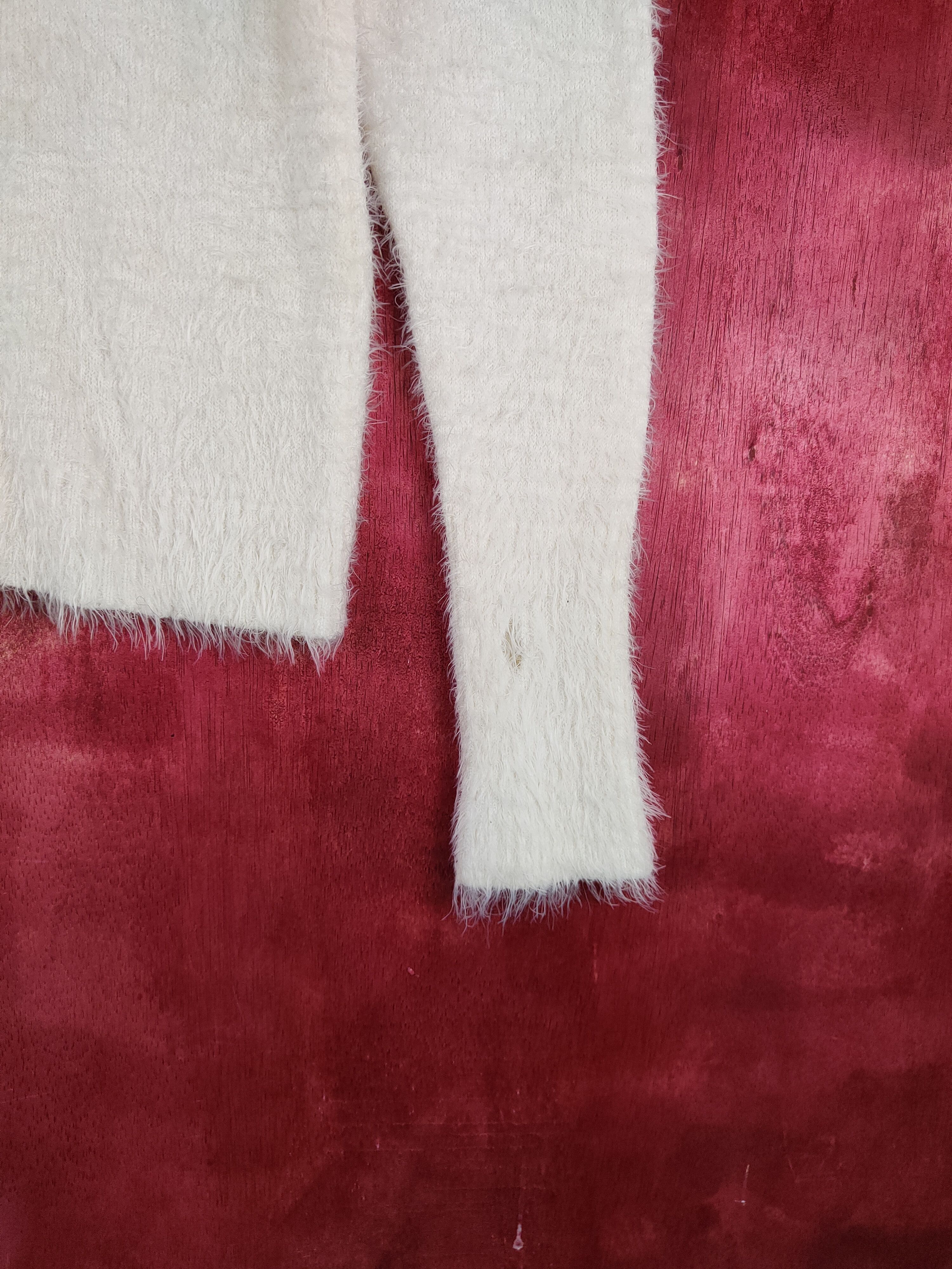 Homespun Knitwear × Japanese Brand × Vintage DLS Japan Ivory Shag Shaggy Fur Mohair Knitwear #BB595 Size S / US 4 / IT 40 - 6 Thumbnail