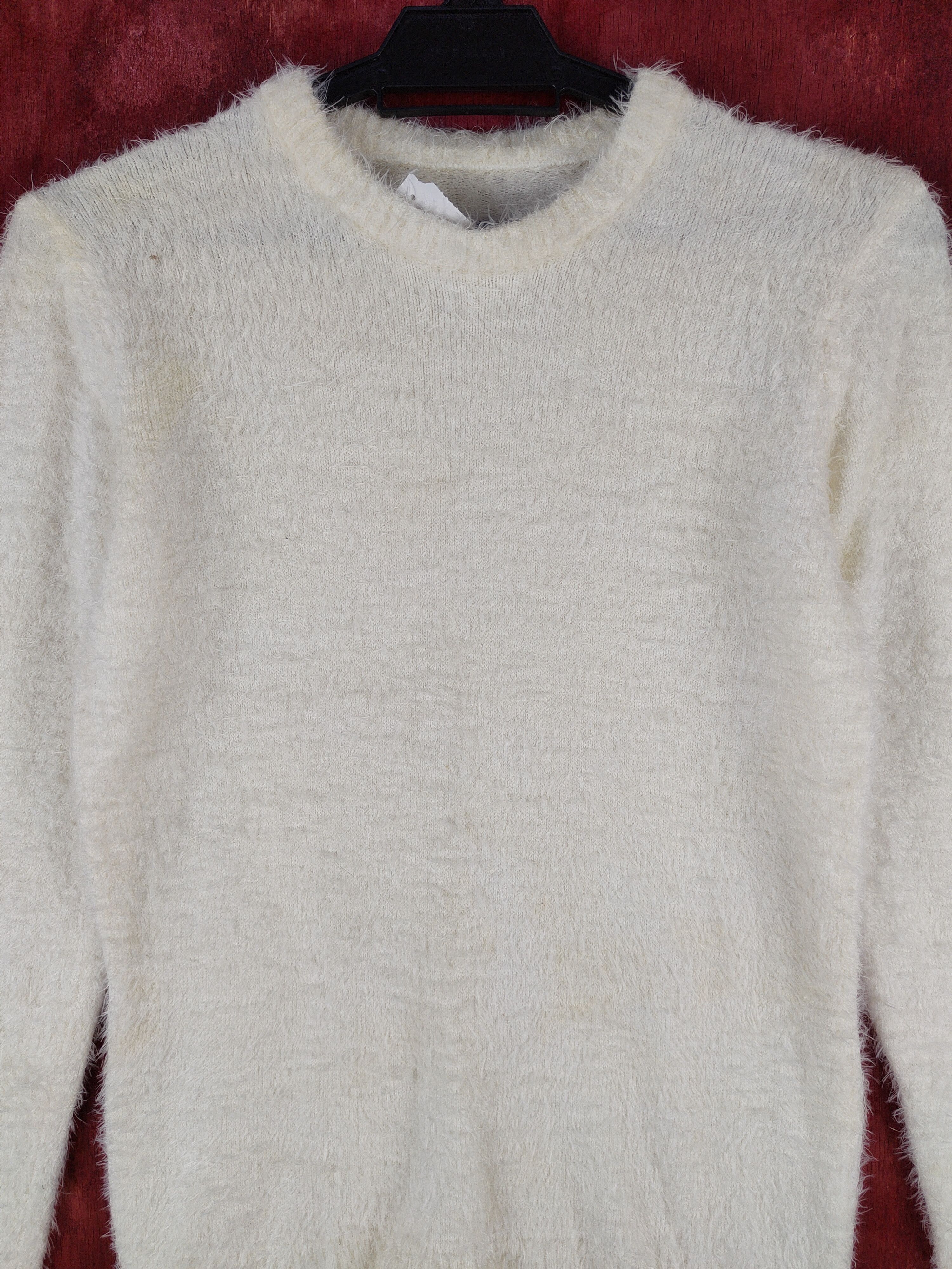 Homespun Knitwear × Japanese Brand × Vintage DLS Japan Ivory Shag Shaggy Fur Mohair Knitwear #BB595 Size S / US 4 / IT 40 - 2 Thumbnail