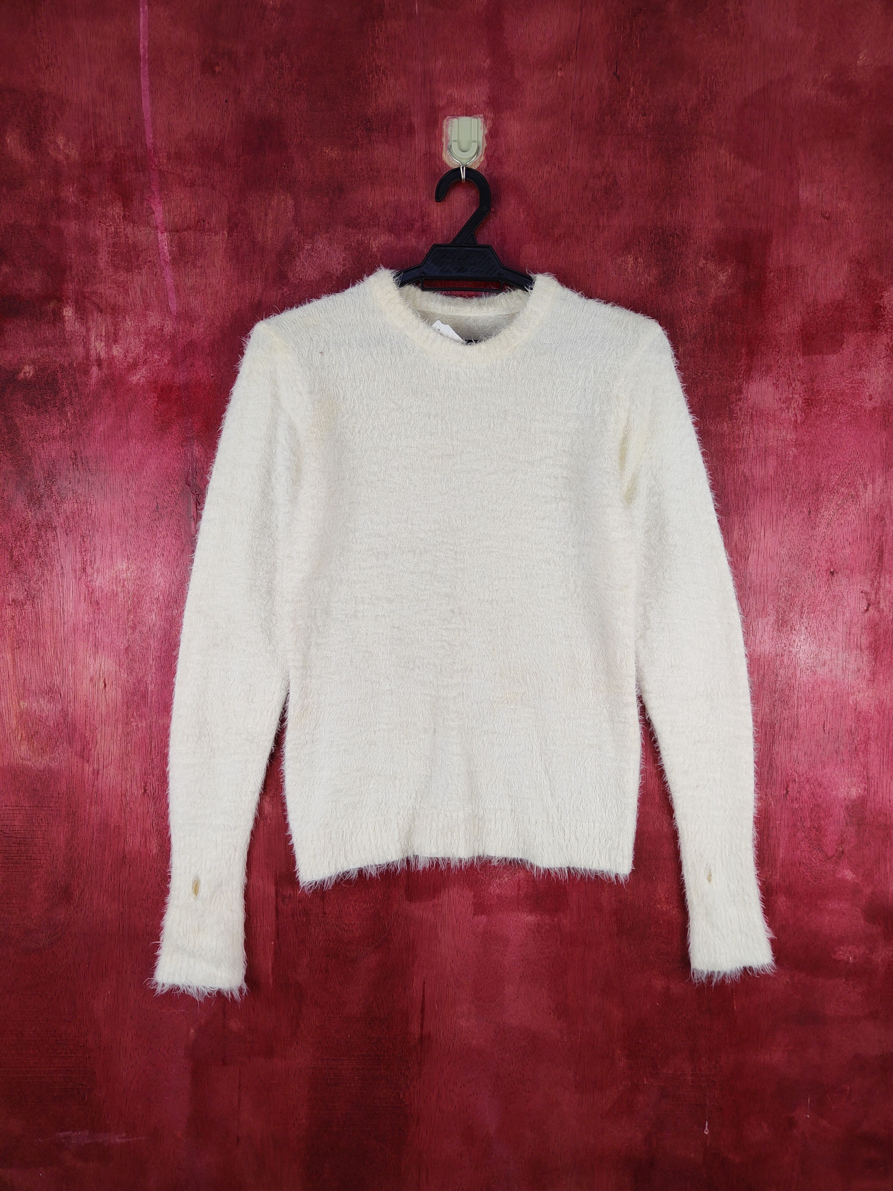 Homespun Knitwear × Japanese Brand × Vintage DLS Japan Ivory Shag Shaggy Fur Mohair Knitwear #BB595 Size S / US 4 / IT 40 - 1 Thumbnail