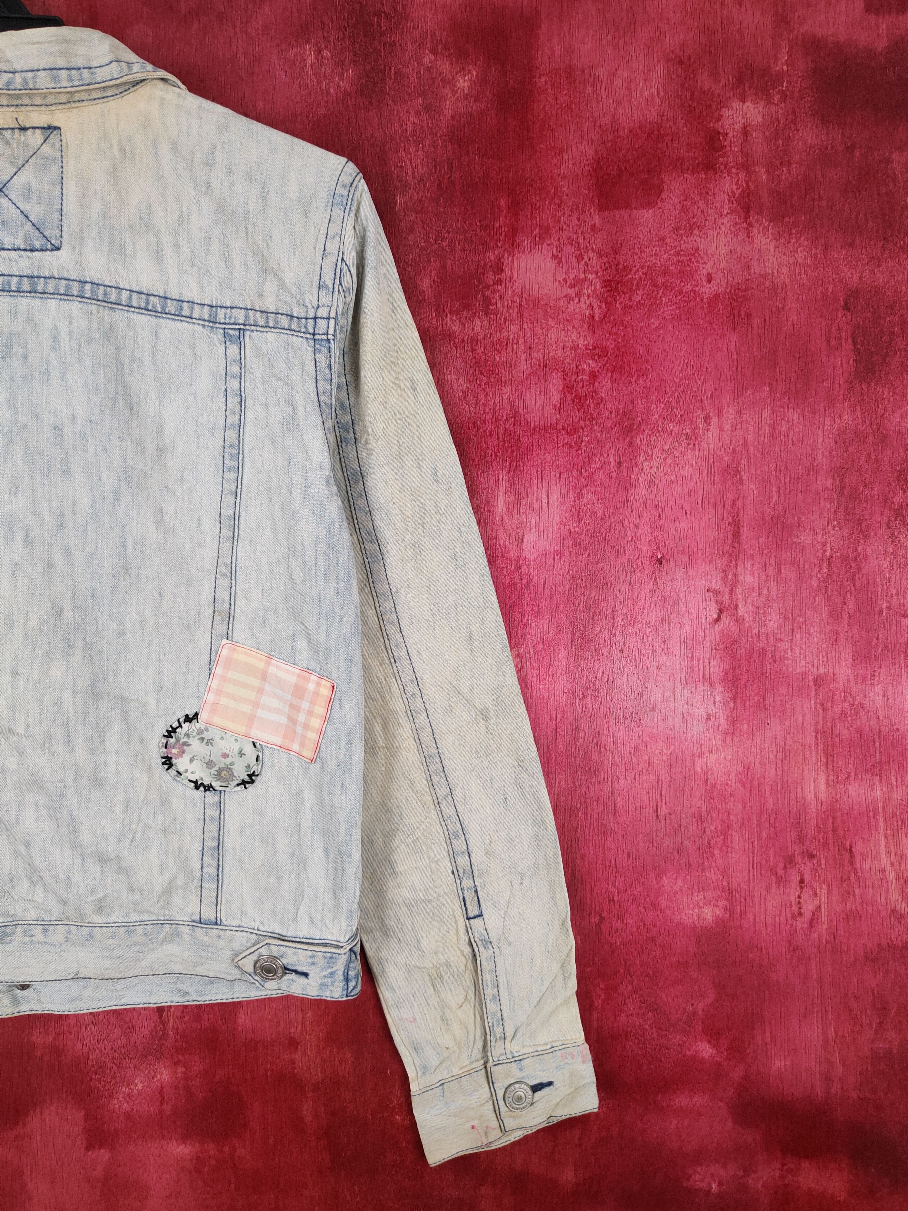 Japanese Brand Popsycham patchwork Blue Faded Denim Jackets #S644 Size S / US 4 / IT 40 - 14 Thumbnail